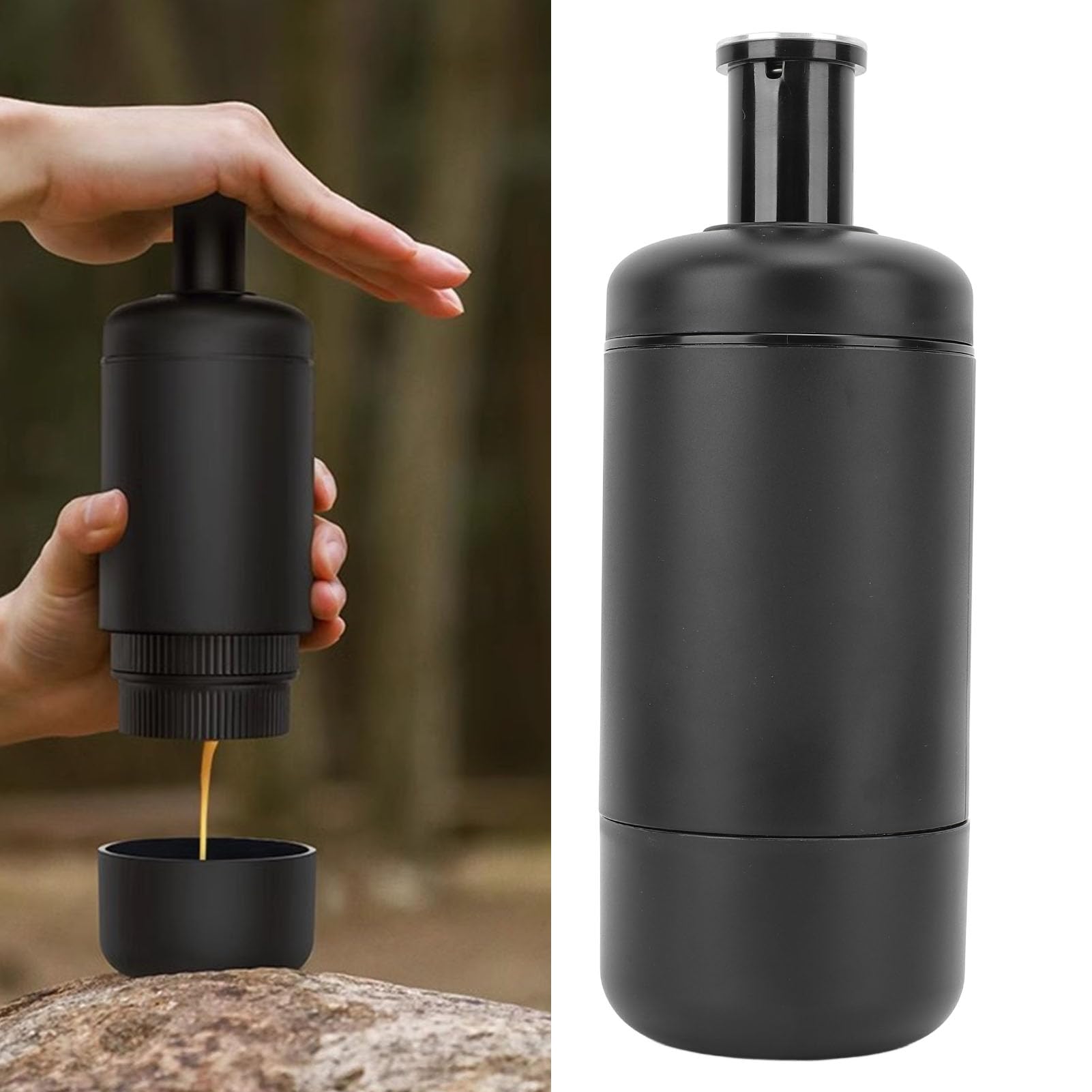 Portable Self-Heating Rechargeable Coffee Maker - Manual Espresso Machine for Camping, Travel & Office Use | Perfect for Outdoor Adventures, Commuting & Workplace Brewing