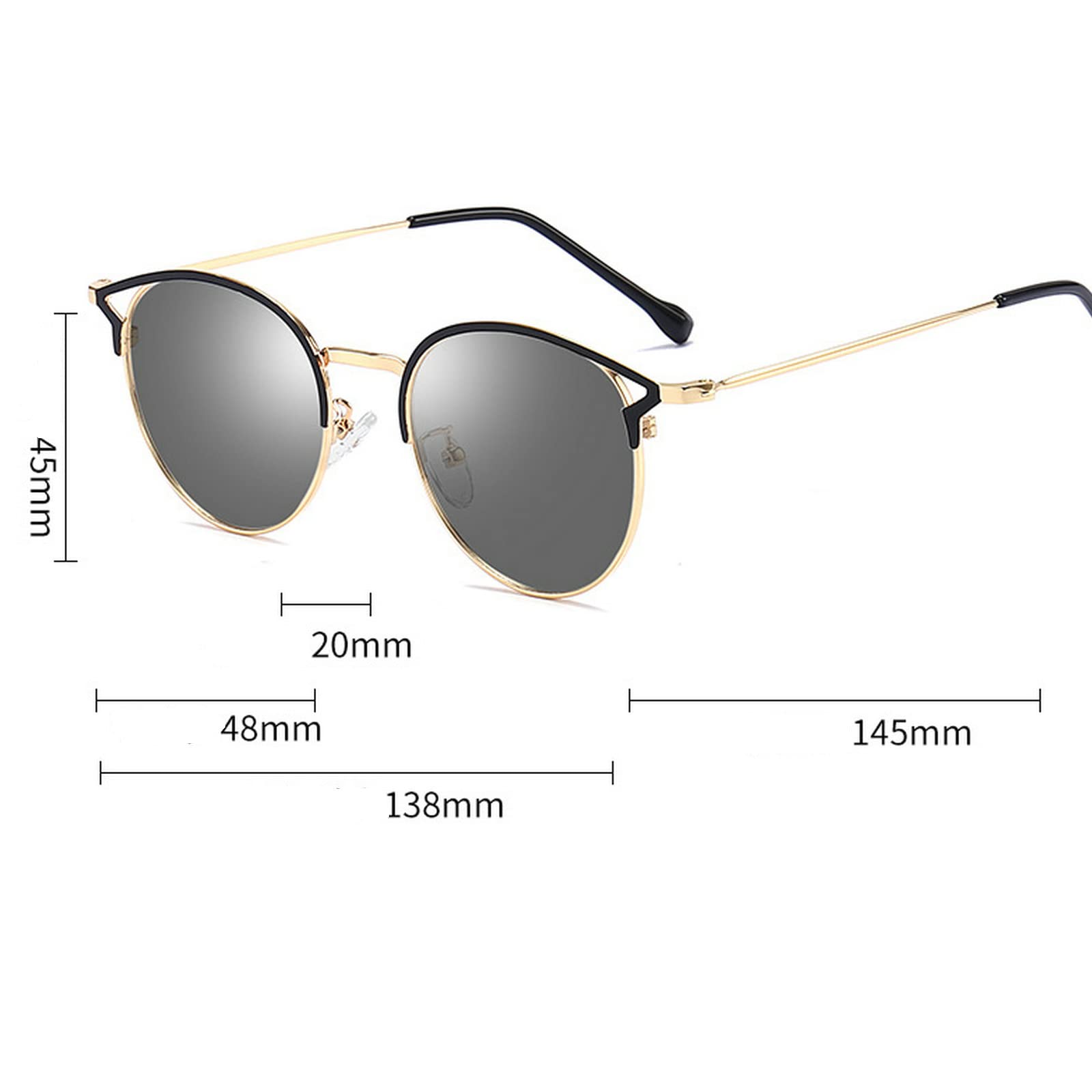 Fashionable Women's Reading Glasses with Photochromic Transition Lenses - Round Metal Frame Computer Glasses for Reading & Outdoor Use