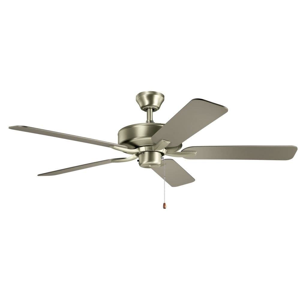 Kichler 330018SBK Basics Pro 52-Inch Indoor Ceiling Fan with Light Kit - Satin Black Finish - Energy Efficient Quiet Motor - Perfect for Living Room, Bedroom, or Office