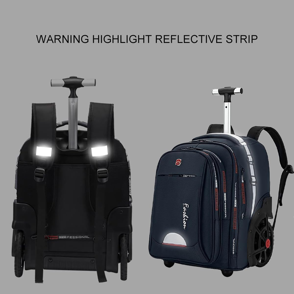 22 Inch Rolling Backpack for Adults - Waterproof Wheeled Backpack with Wheels for Business Professionals, College Students & Travel Commuters - Perfect for Air Travel, Campus Life & Daily Commute (Blue)