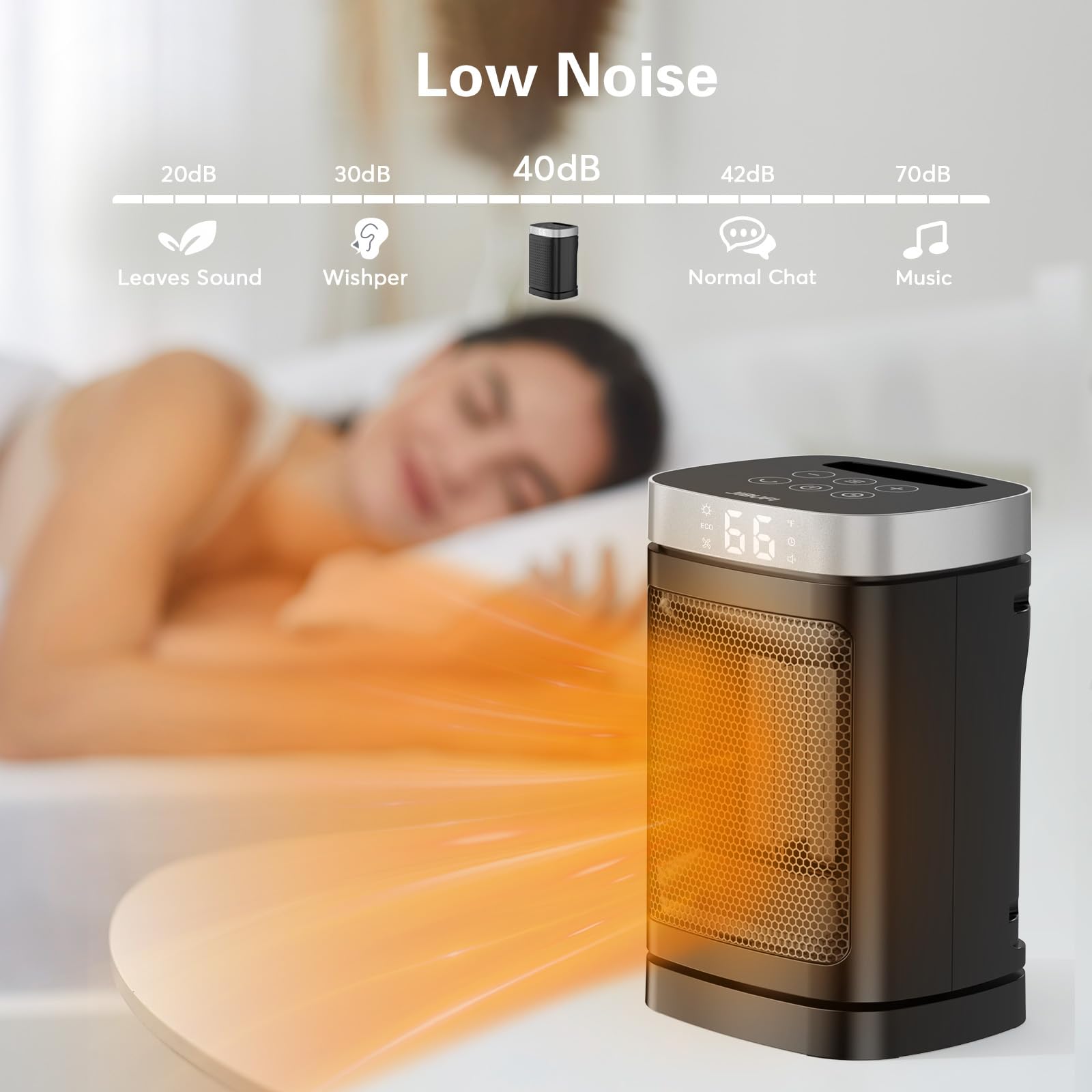 JIBUFI 1500W PTC Portable Space Heater with Remote Control - 70° Rotating Oscillation, Fast Safe Heating, 1-12 Hour Timer for Bedroom, Office & Indoor Use | Perfect for Winter Home, Workspace & Small Room Heating
