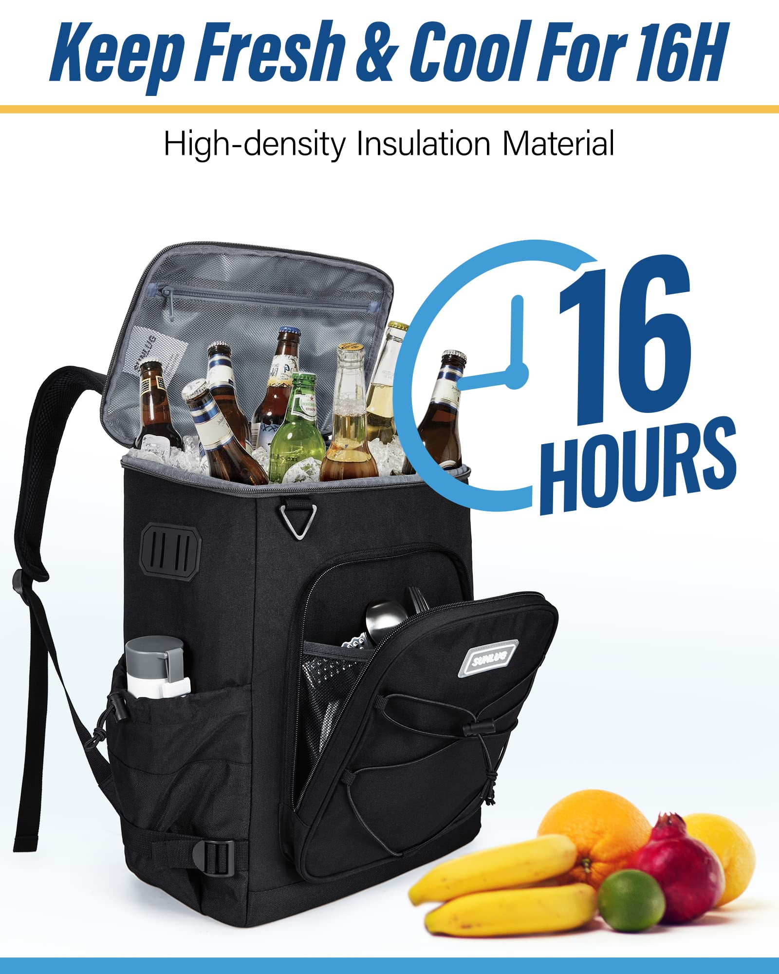 Insulated Cooler Backpack 40 Cans Leakproof for Picnics & Camping