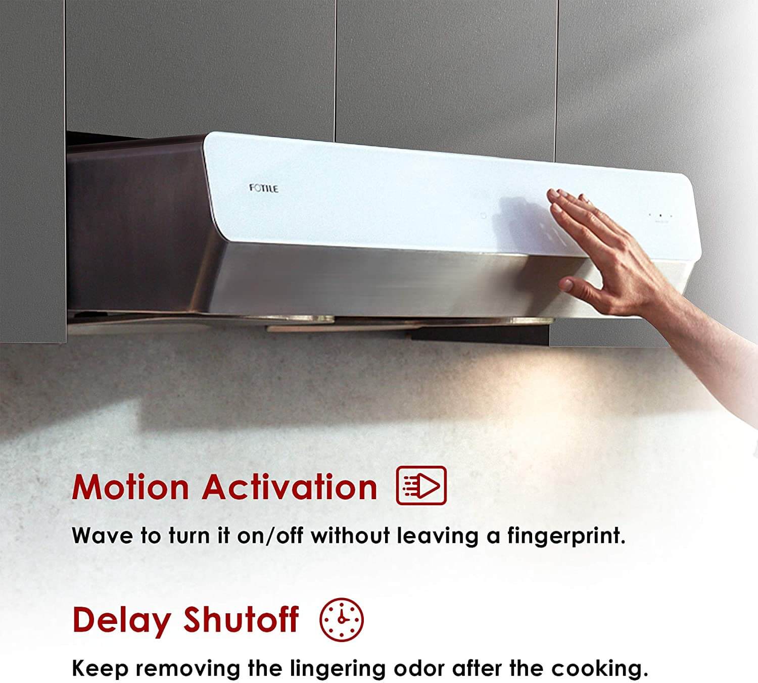 Fotile Pixie Air Series 30-inch Slim Under Cabinet Range Hood - Powerful WhisPower Motor, Multiple Color Options (UQS300) - Perfect for Modern Kitchens & Small Spaces