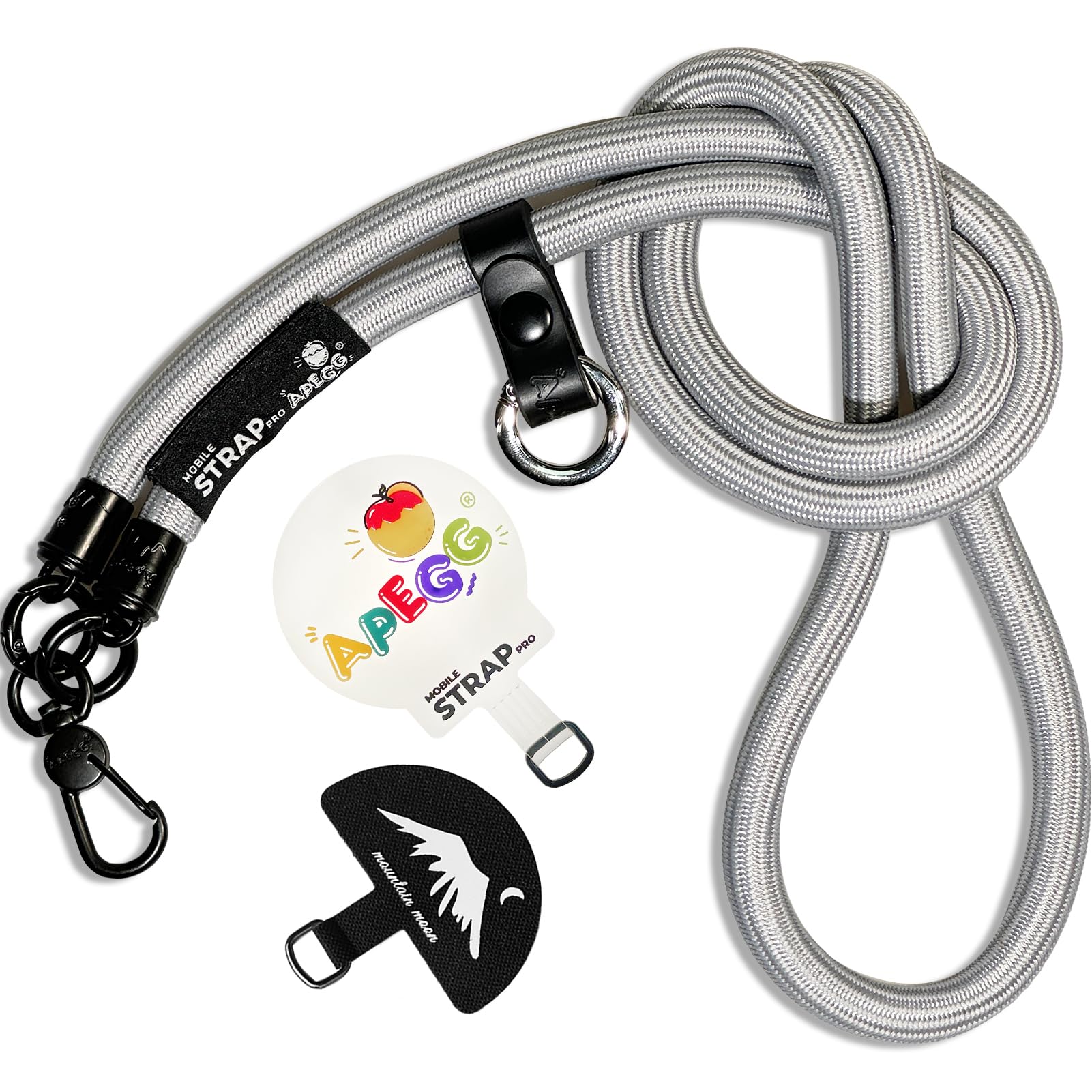 Universal Adjustable Detachable Crossbody Phone Lanyard with Wrist Strap & 2 Phone Tether Patches - Anti-Theft Neck Shoulder Strap for iPhone Samsung (Gray) - Perfect for Travel, Shopping & Outdoor Activities