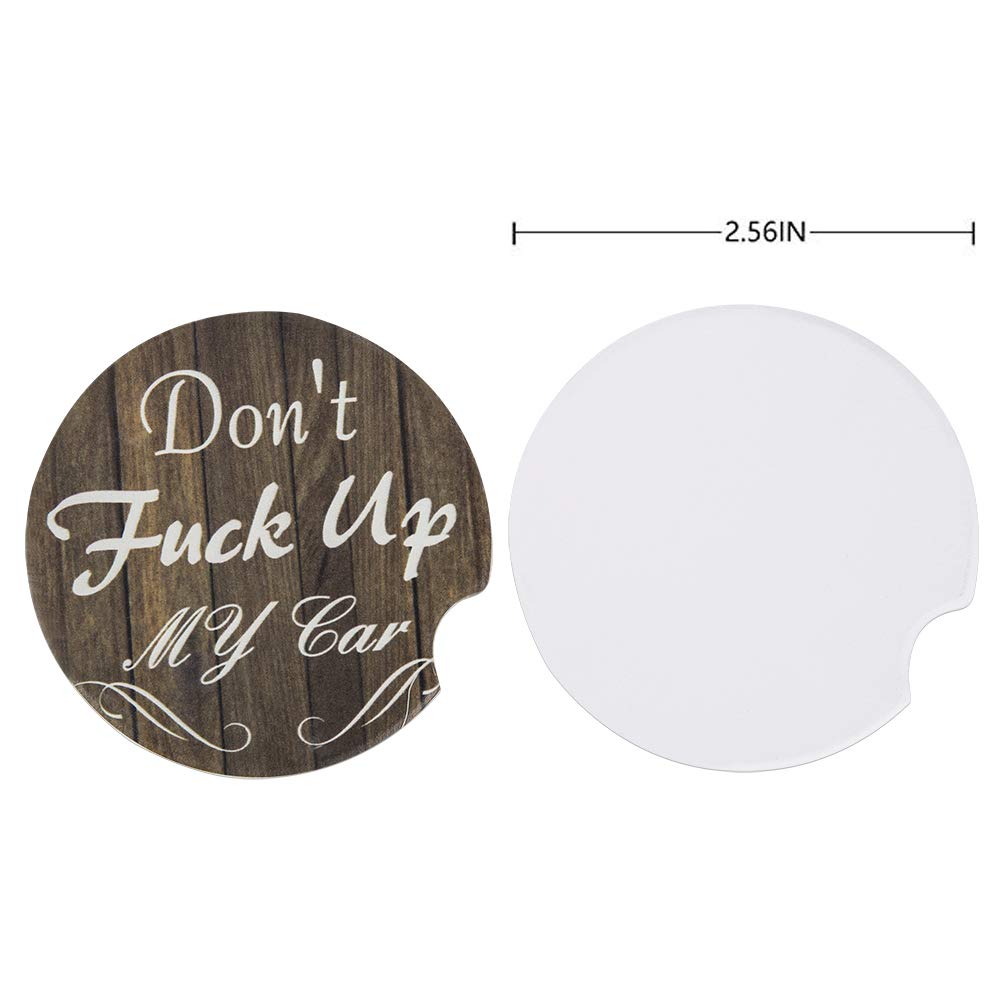 Absorbent Ceramic Car Cup Holder Coasters (2-Pack) - 2.56