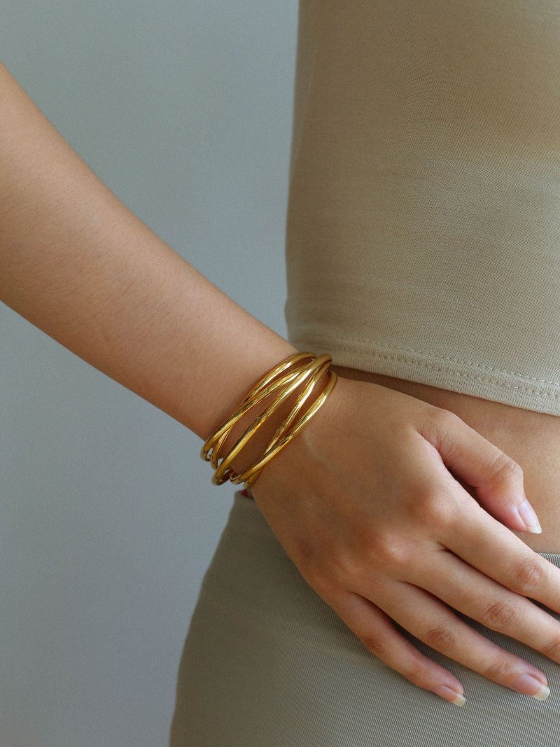 Multi-Layer Geometric Line Metal Bangles Bracelet for Women - Stackable Boho Chic Jewelry for Everyday Wear & Special Occasions