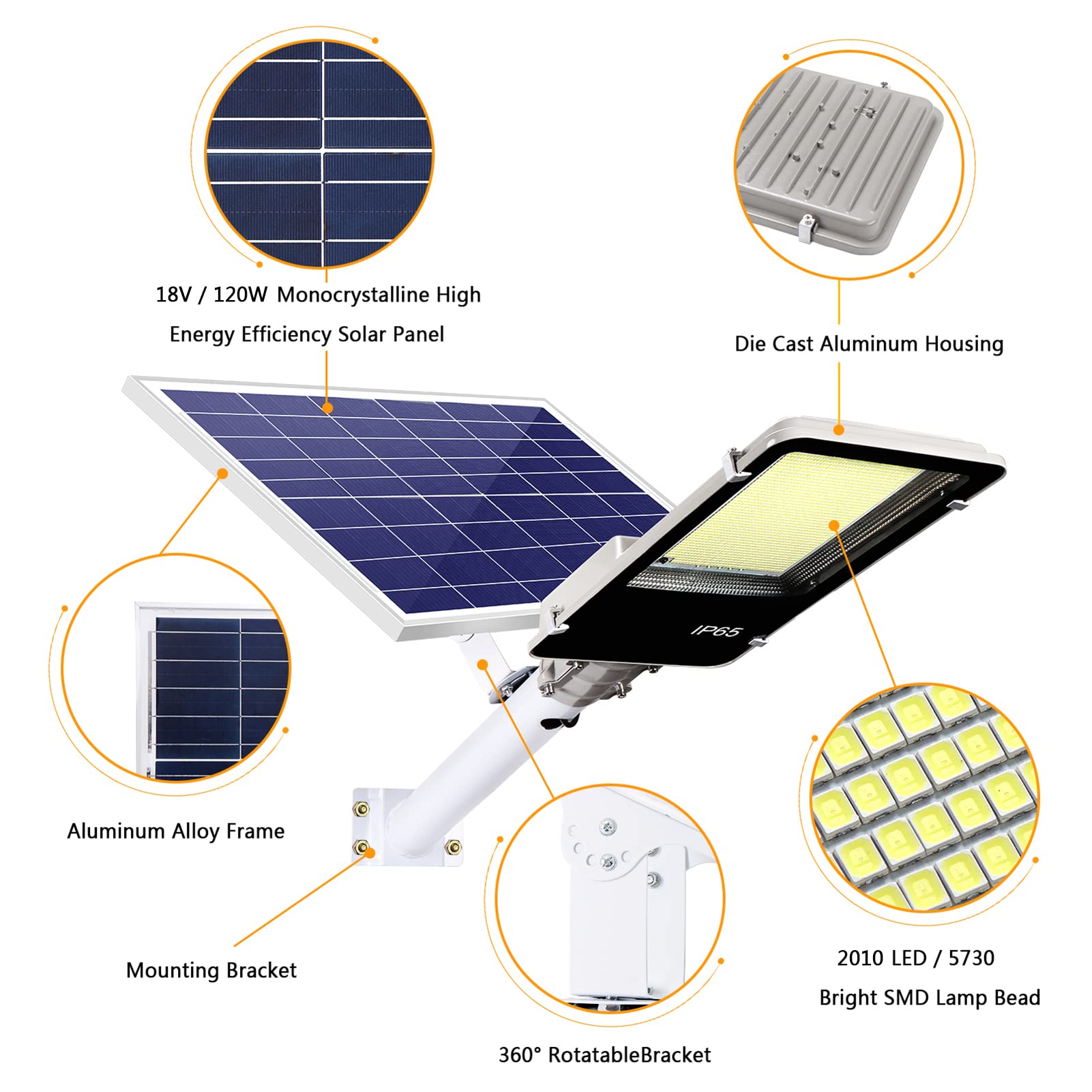 5000W Solar Street Lights Outdoor - Super Bright LED Solar Powered Commercial Street Light with Remote Control, IP67 Waterproof, Dusk to Dawn Sensor - Perfect for Parking Lots, Pathways, and Backyard Security Lighting