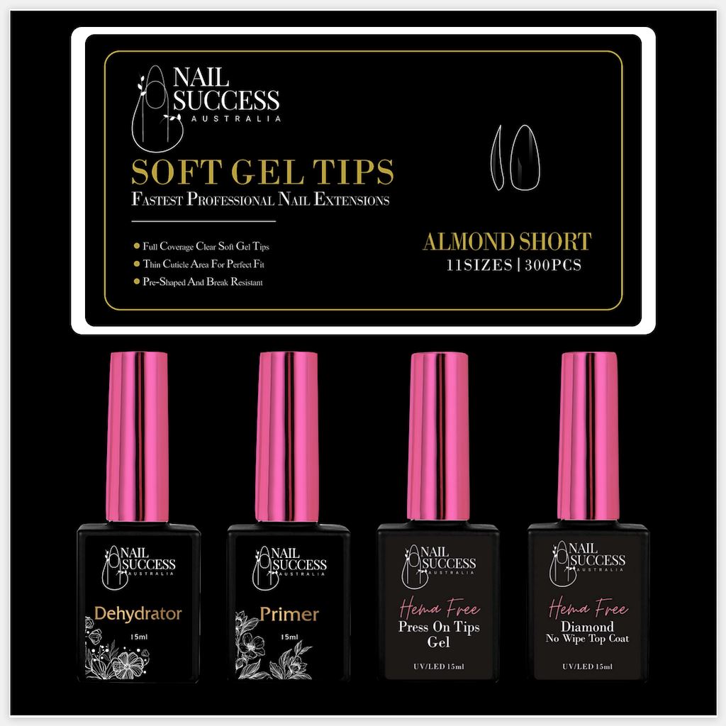 HEMA-Free Soft Gel Press On Nail Kit - Long Lasting Fake Nails with Glue - Perfect for Home Manicure, Parties & Special Occasions