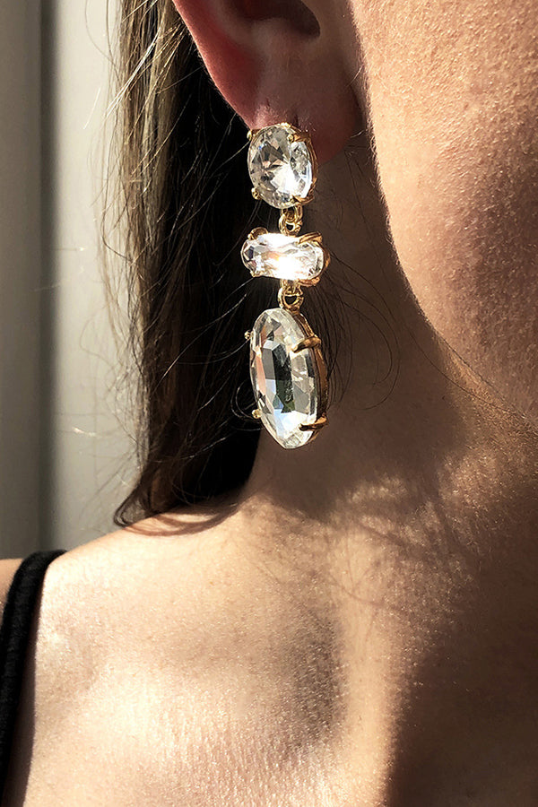 Elegant Faceted Diamond Earrings with Contrasting Colors | Perfect for Weddings, Parties & Special Occasions
