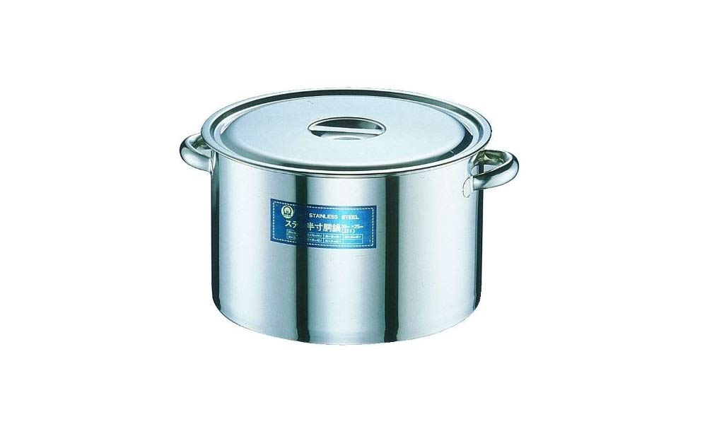Endoshoji AHV11030 Commercial Half-Size Pot 11.8 inches (30 cm) - Premium Stainless Steel Cooking Pot Made in Japan - Perfect for Restaurants, Catering & Professional Kitchens