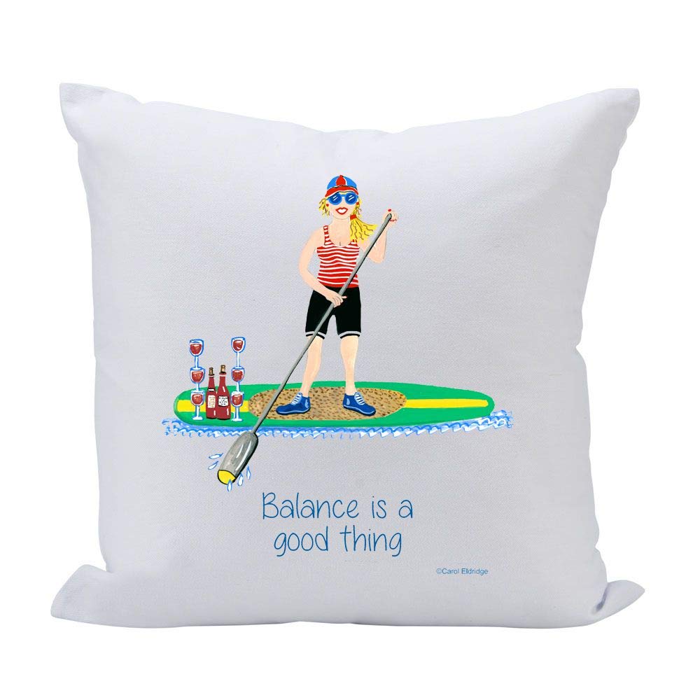 Surfer Girl Throw Pillow - 16 Inch Funny White Decorative Sofa Cushion | Perfect for Beach House Decor, Surfing Enthusiast Gifts & Cozy Living Room Accents