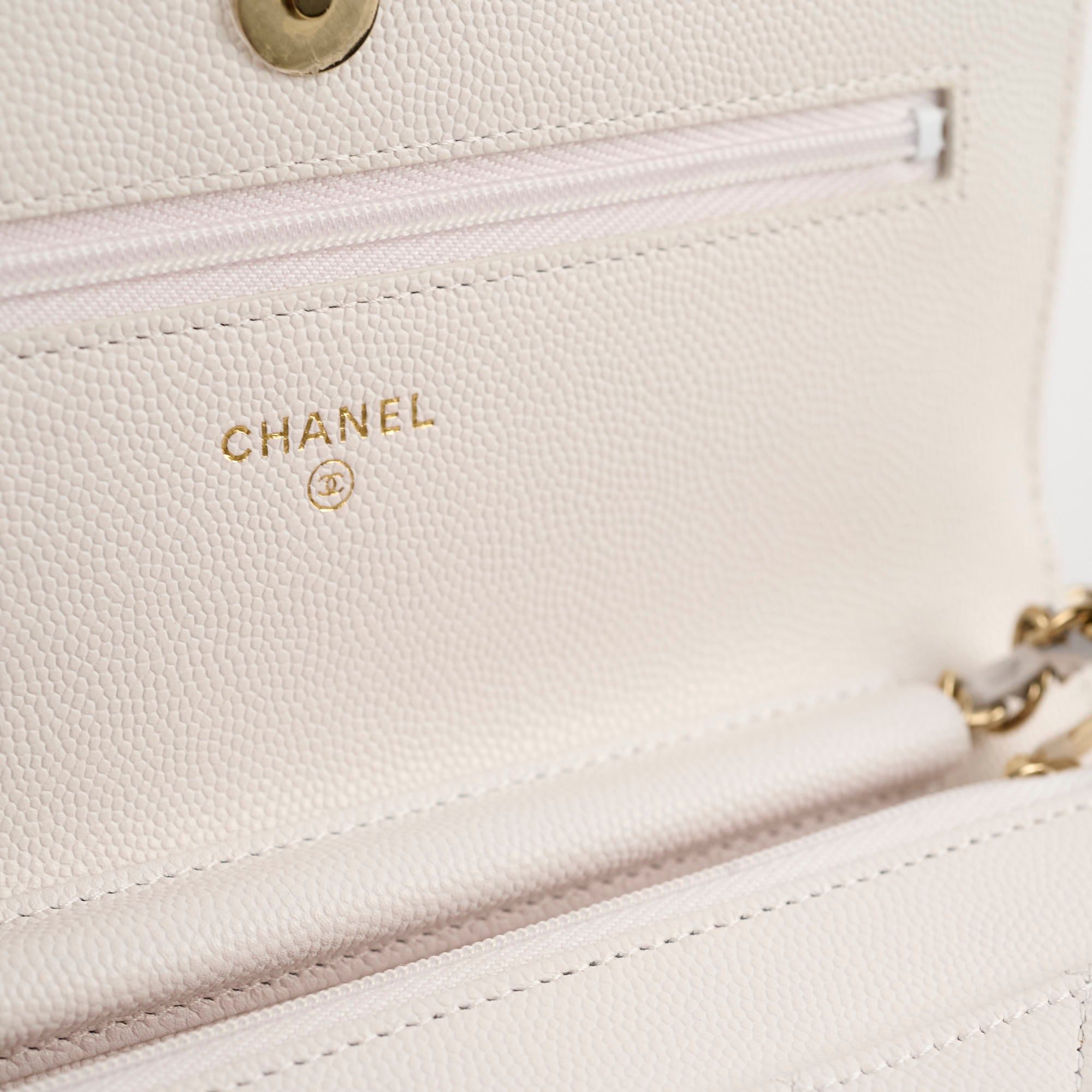 Chanel Caviar Leather Wallet On Chain Crossbody Bag - White with Microchip - Perfect for Evening Events, Parties & Luxury Fashion Accessories