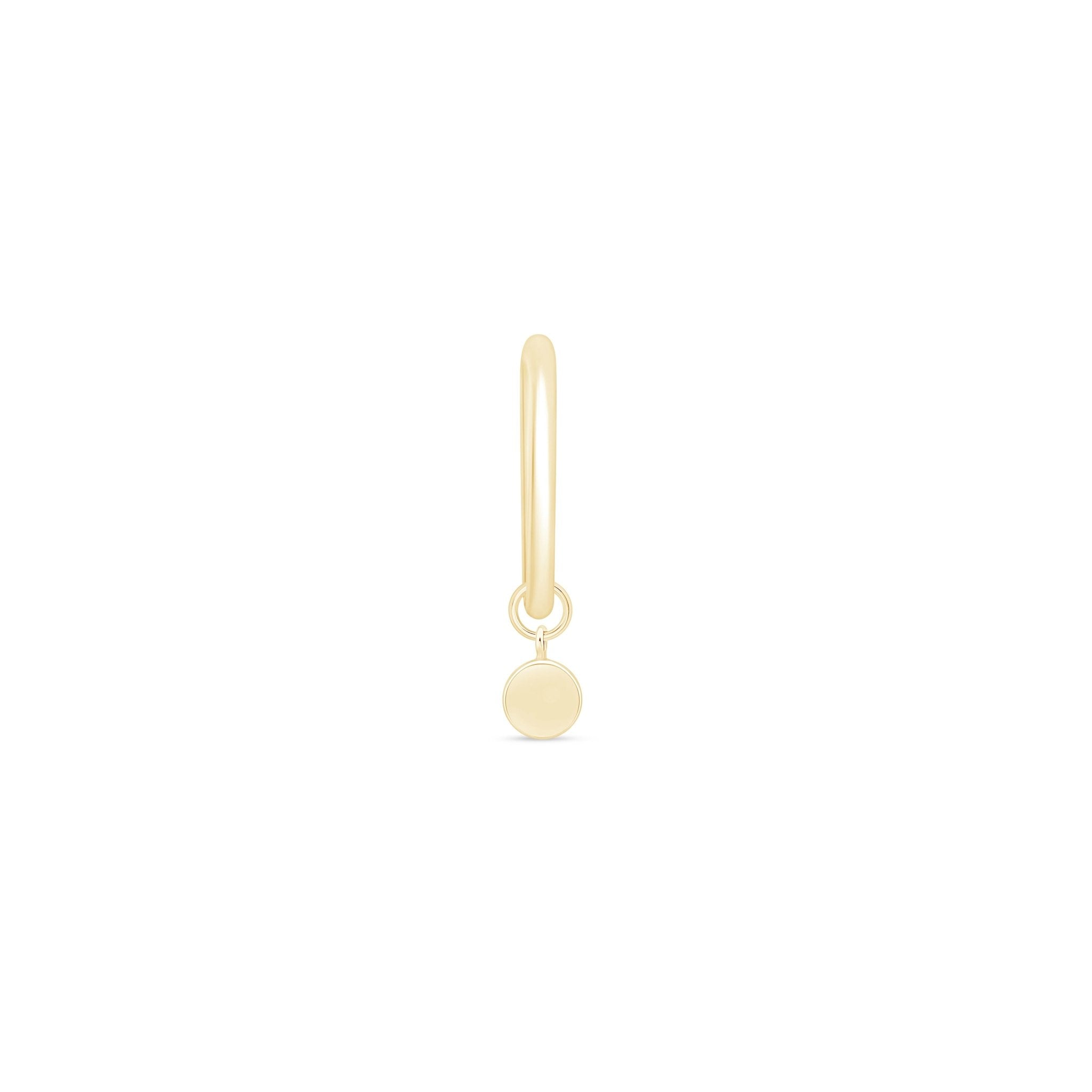 14k Yellow Gold Hoop Earrings with Disc Charm - Elegant Dainty Jewelry for Women, Perfect for Everyday Wear & Special Occasions