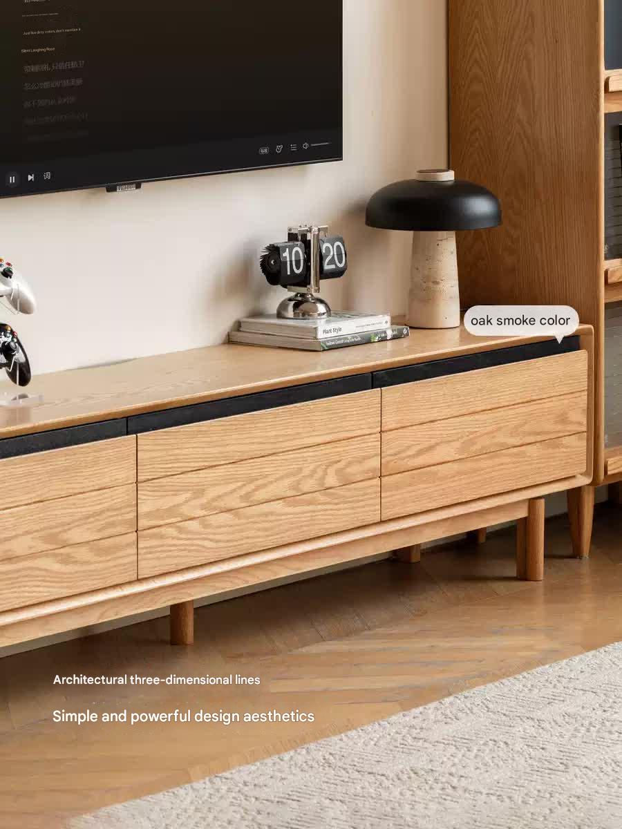 Solid Oak Wood TV Stand for Living Room - Modern Entertainment Center with Storage for TV, Gaming Consoles & Media Devices - Perfect for Home Theater Setup & Living Room Decor