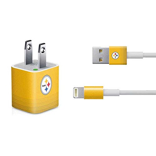 Official NFL Pittsburgh Steelers Breakaway Design Skin Decal for iPhone Charger (5W USB) - Compatible with All iPhone Models - Perfect for Home, Office & Travel Accessories