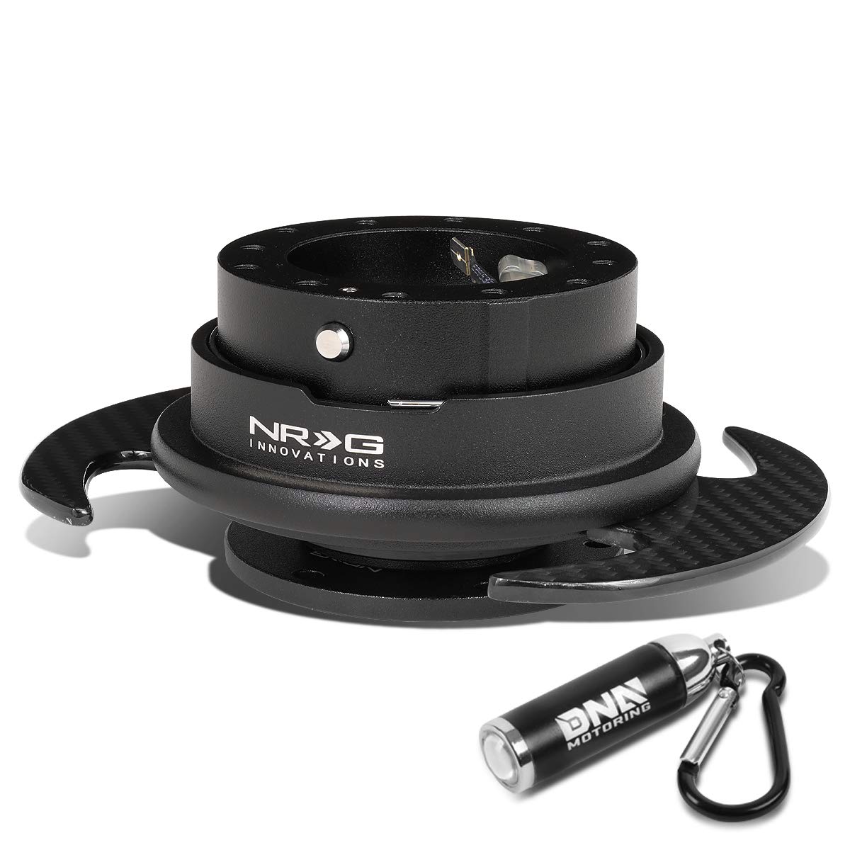 NRG Innovations SRK-650CF Gen 3.0 Carbon Fiber Quick Release Steering Wheel Adapter with LED Keychain Flashlight - Perfect for Racing, Drifting & Car Enthusiasts