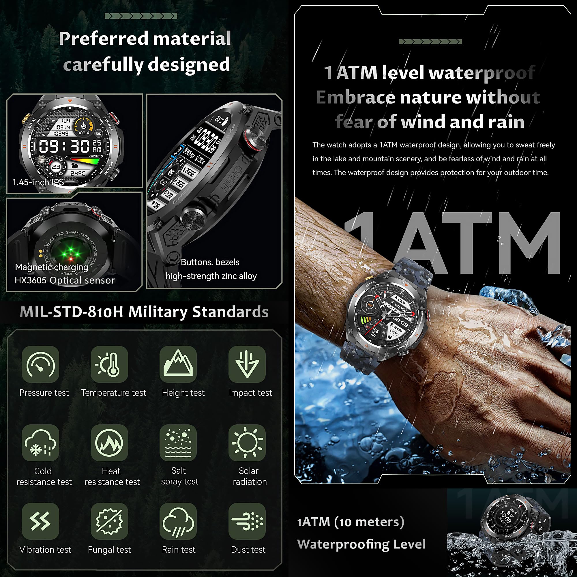 Military GPS Smart Watch - 1.45