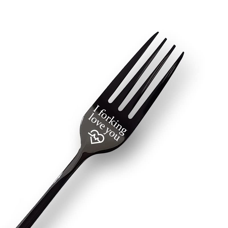 Funny 'I Forking Love You' Fork Set - Unique Anniversary & Birthday Gifts for Husband, Wife, Boyfriend, Girlfriend - Perfect Couples Gift for Christmas, Engagement & Romantic Dinners