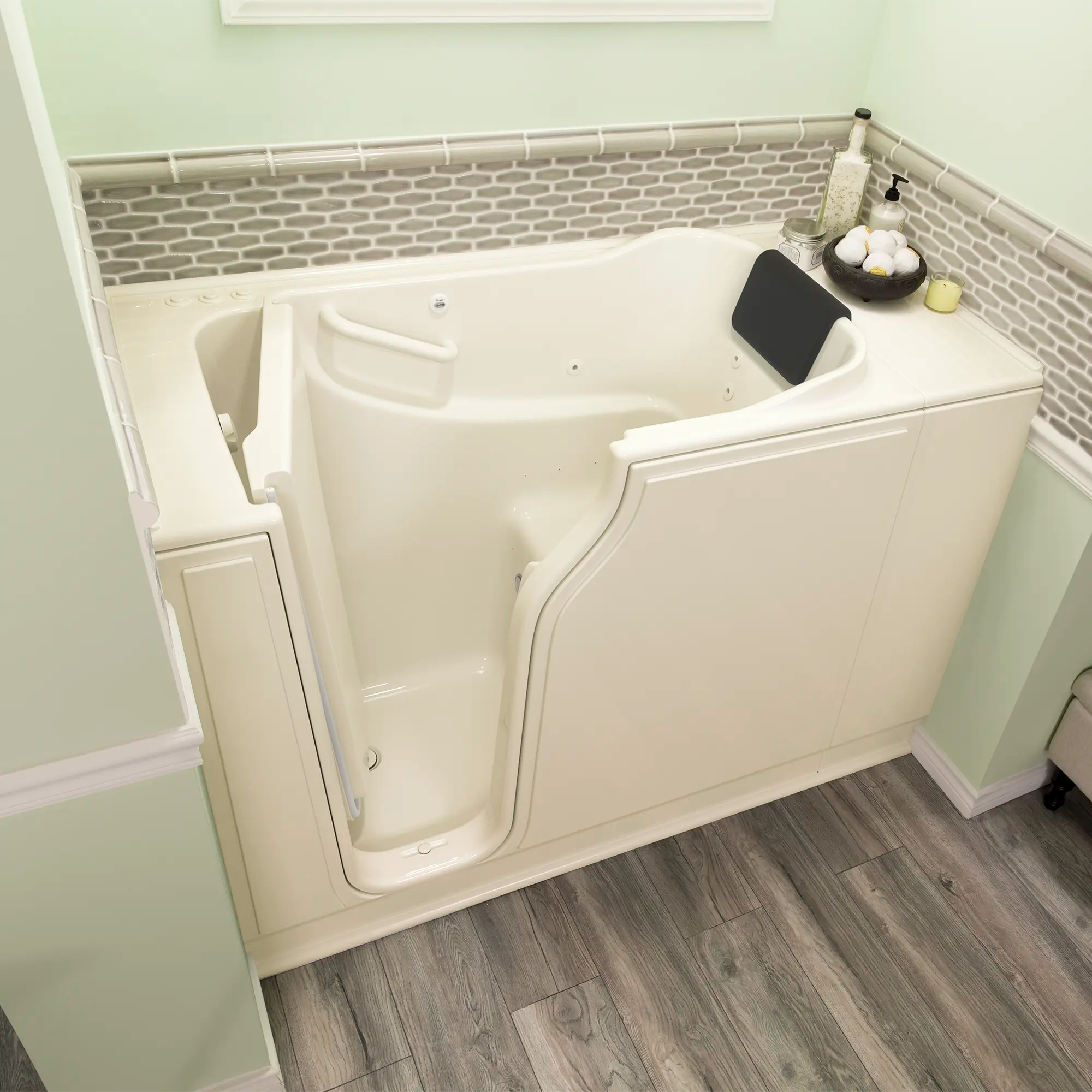 Premium 30 x 52 Inch Gelcoat Walk-In Bathtub with Air Spa & Whirlpool System - Left Hand Drain - Ideal for Elderly & Mobility Support, Home Safety & Relaxation Therapy