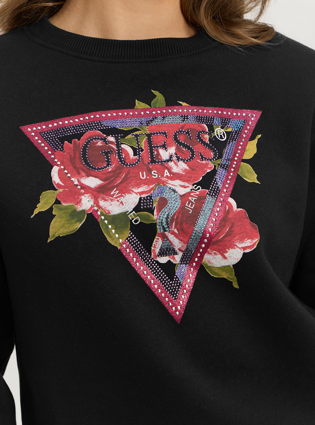 Eco-Friendly Black Roses Logo Sweatshirt - Stylish Unisex Pullover for Casual Wear & Street Fashion