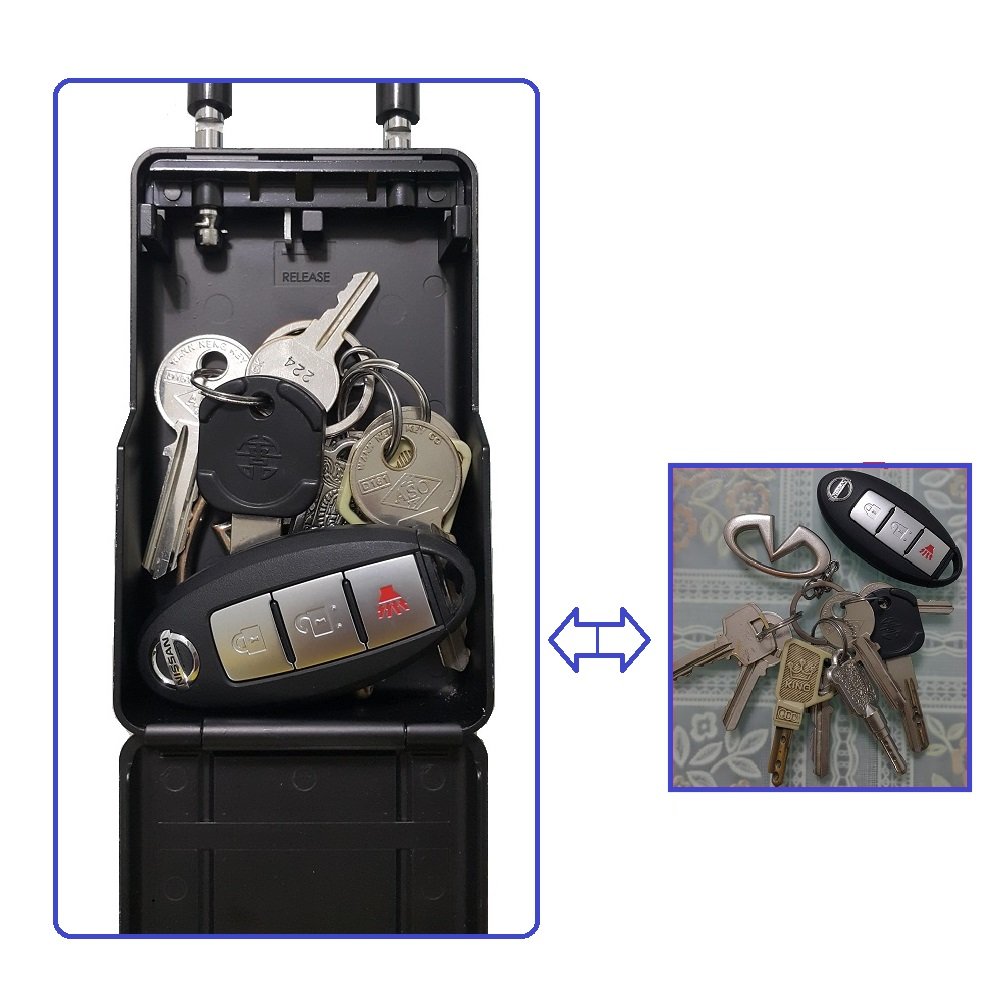 Bosvision Key Lock Box with Detachable Shackle - 4 Digit Combination Lock, Large Internal Storage for Keys - Secure Storage for Home, Office, and Travel Use