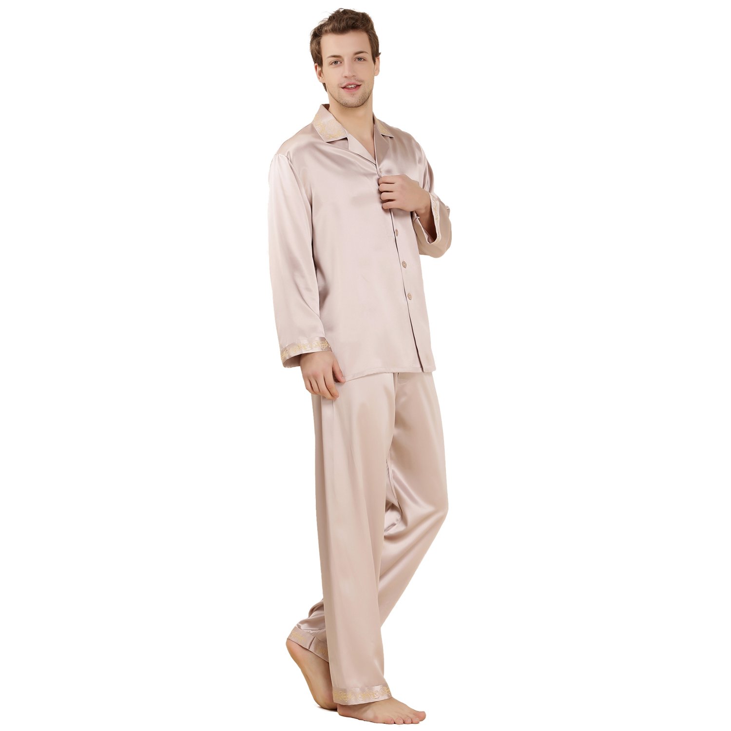 Premium 100% Silk Pajamas for Men - Luxury Sleepwear Set - Breathable & Comfortable Silk Pajamas for Relaxation, Lounging & Gifts - Perfect for Anniversary, Birthday & Holiday Presents