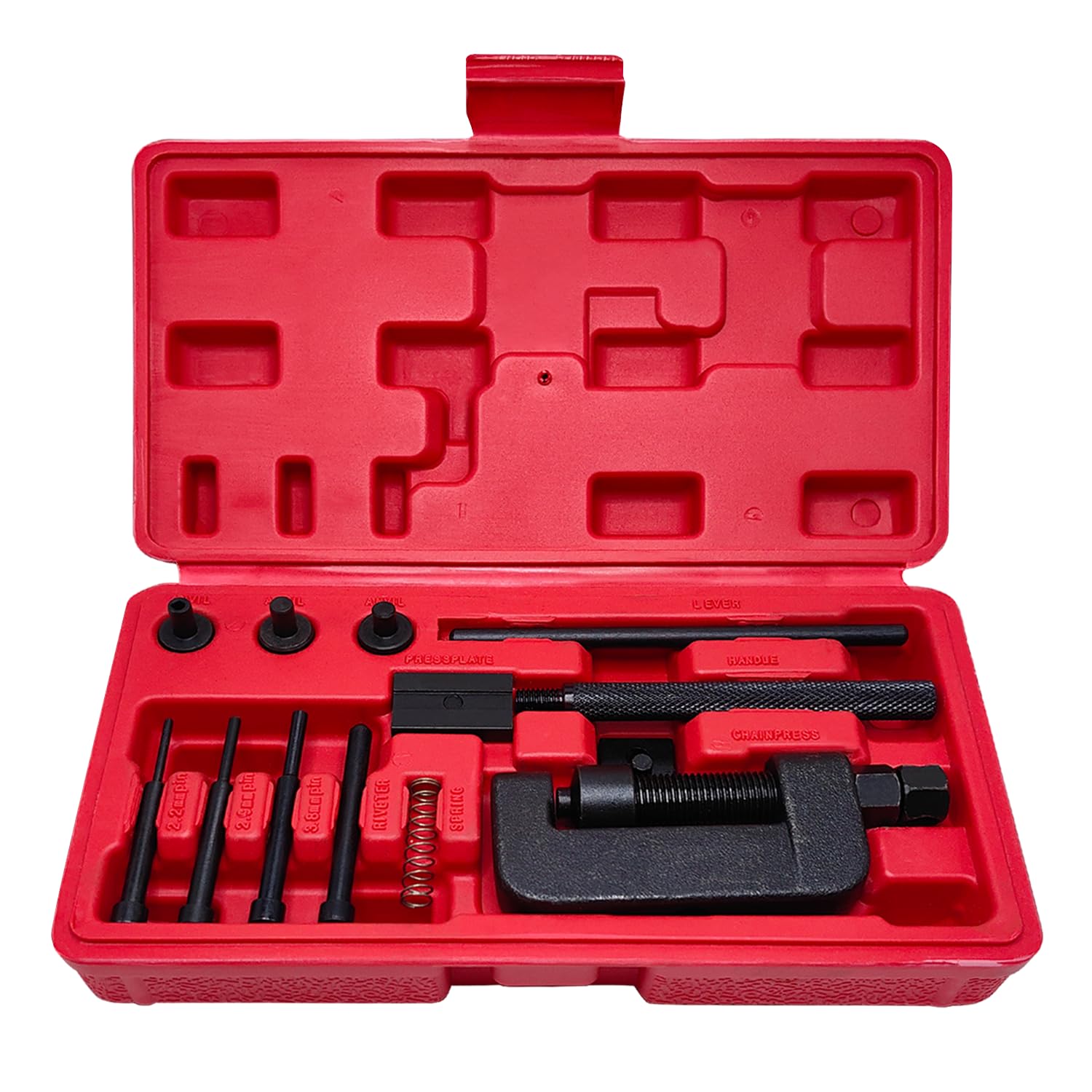 13PCS Heavy Duty Chain Breaker Tool Kit with Rivet & Roller Chain Link Remover - Motorcycle, Bike, ATV Chain Maintenance Set for Professional Repair & DIY Projects