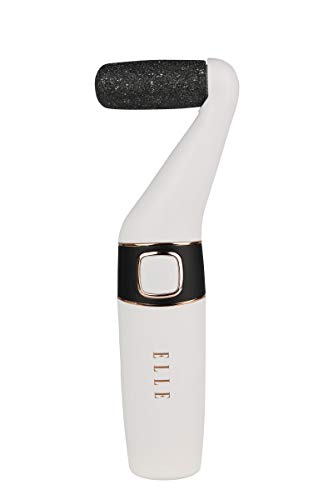 Elle Electric Foot File - 360 Rolling Callus Remover for Dry & Cracked Feet, Lightweight Portable Pedicure Tool with Cleaning Brush, White - Perfect for Travel, Home & Spa Pedicures