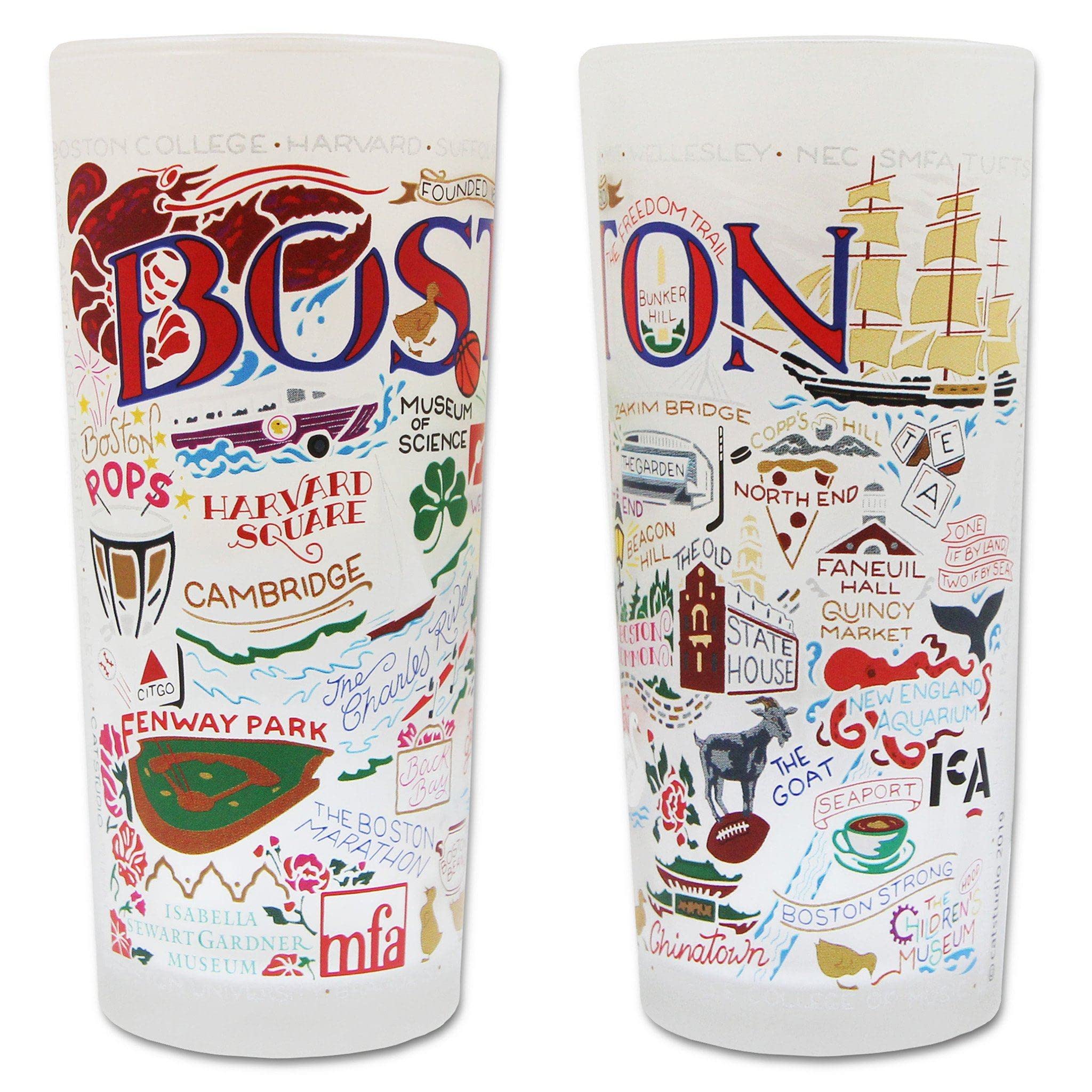 Catstudio Boston Frosted Glass Cup - 15oz Dishwasher Safe Tumbler for Kitchen, Home & Office Use | Elegant Wedding Gift Idea for Couples & Housewarming