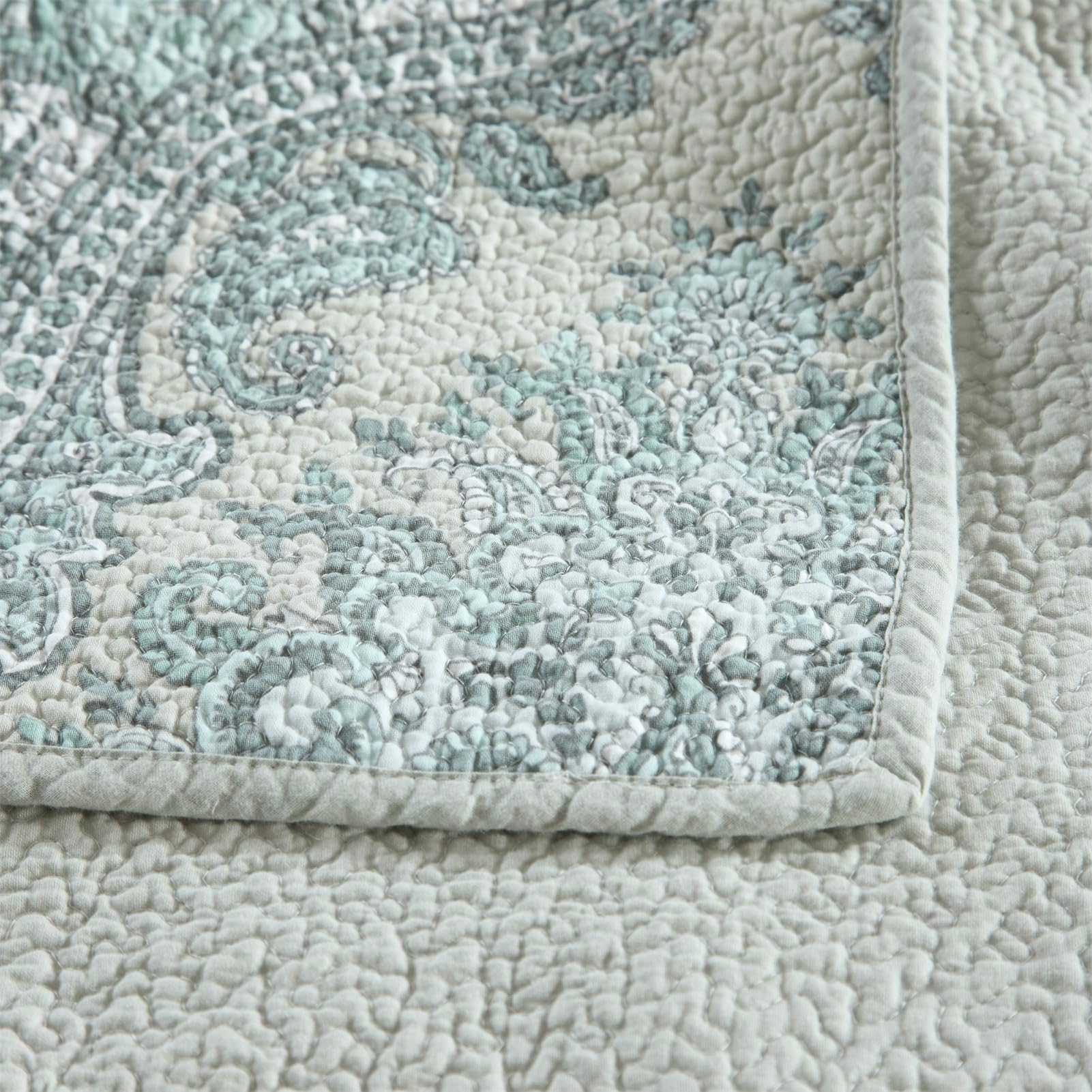 ABREEZE 3-Piece Cotton Coverlet Quilt Bedspread Set - Queen Size, Soft & Comfortable Farmhouse Style Bedding, Blue Paisley Design - Perfect for Guest Rooms, Master Bedrooms & Cozy Farmhouse Decor