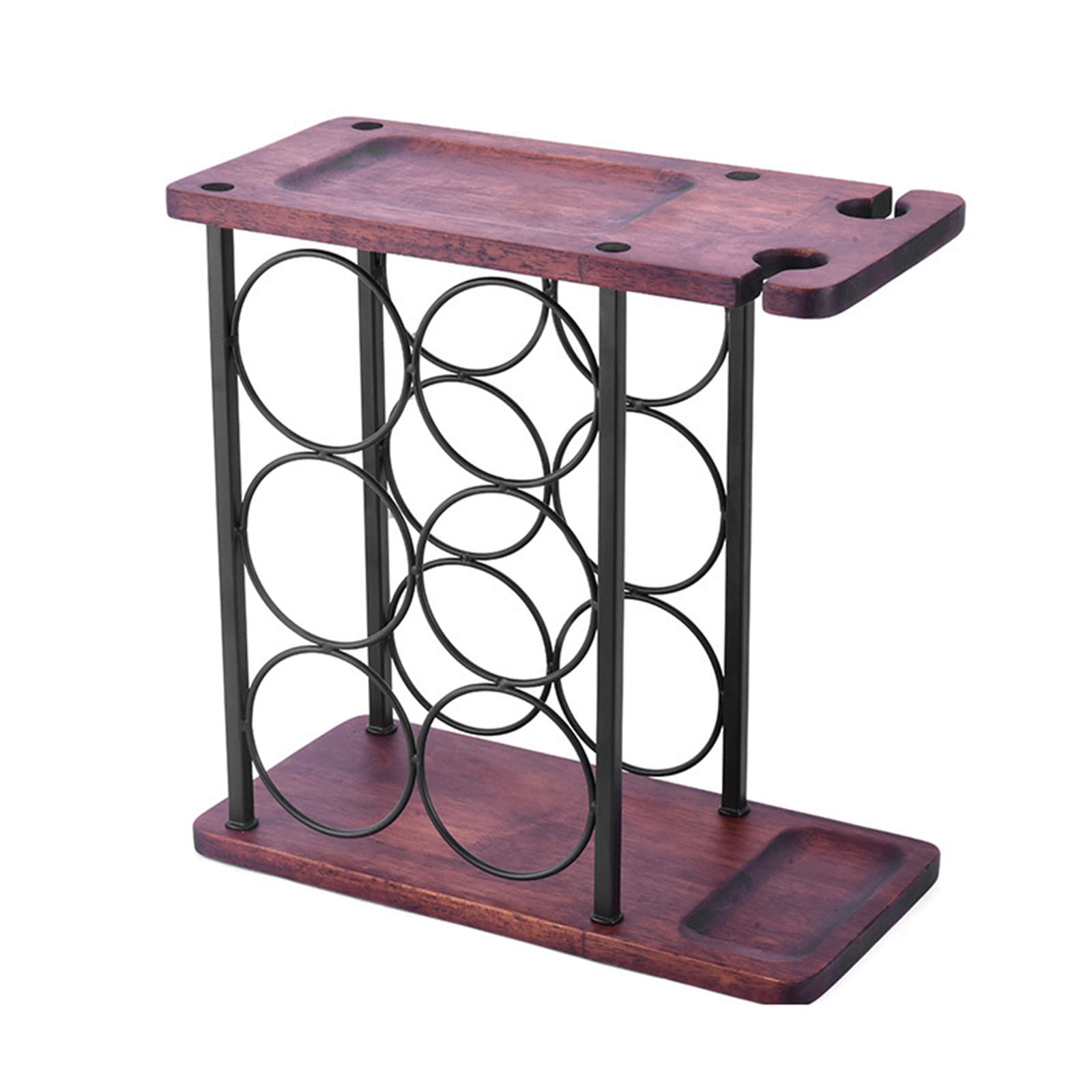 STORIMO 6-Bottle Wine Rack with Glass Holder - Bronze Metal Kitchen & Bar Storage Organizer (35x16x26cm) for Wine, Beer & Beverage Bottles - Perfect for Home, Restaurant & Party Decor