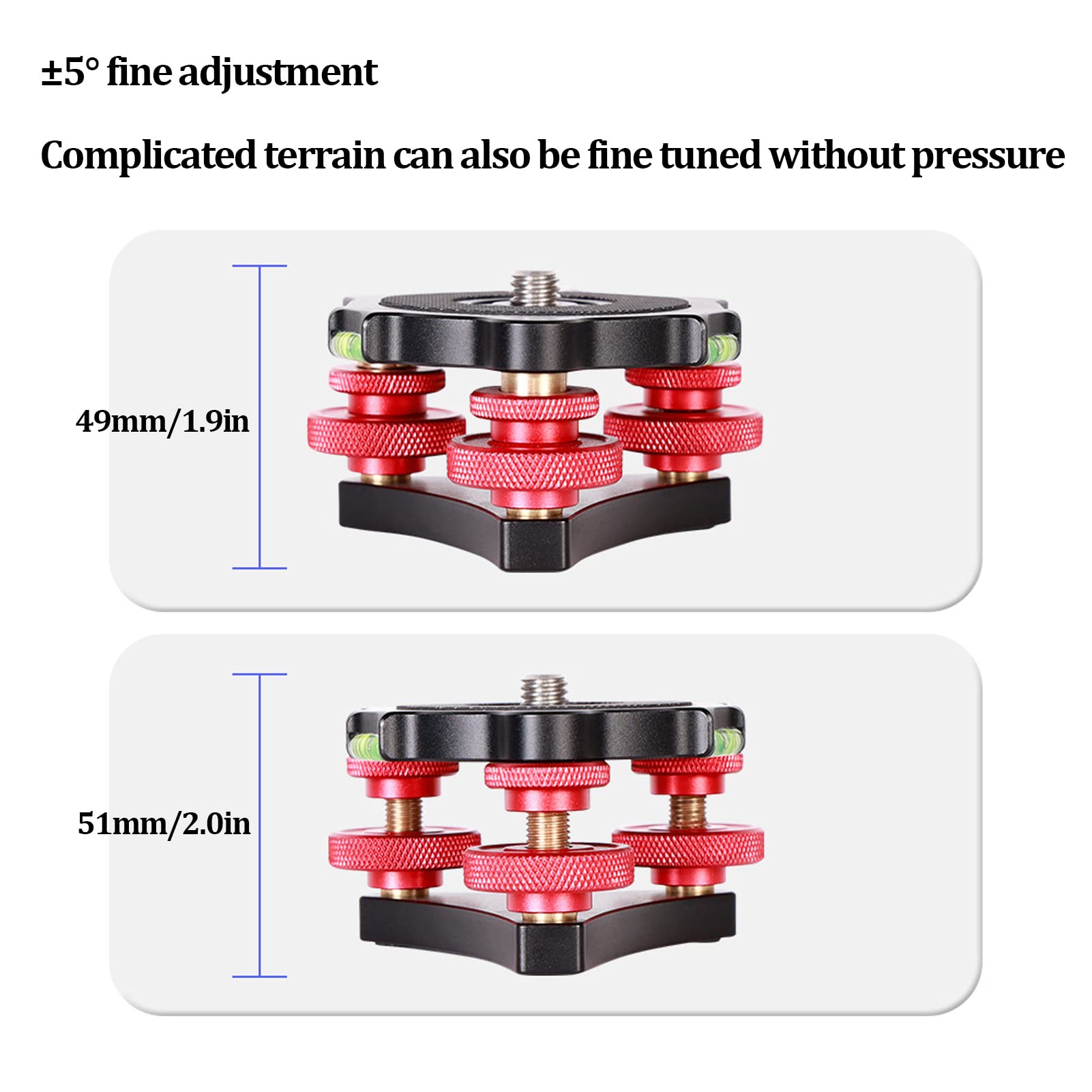 LP-64 Camera Tripod Leveling Base - Black Triple Wheel Leveler with Bubble Level, Durable Anodized Aluminum Alloy for DSLR/SLR Ball Heads | Perfect for Outdoor Photography, Studio Shoots & Travel Vlogging