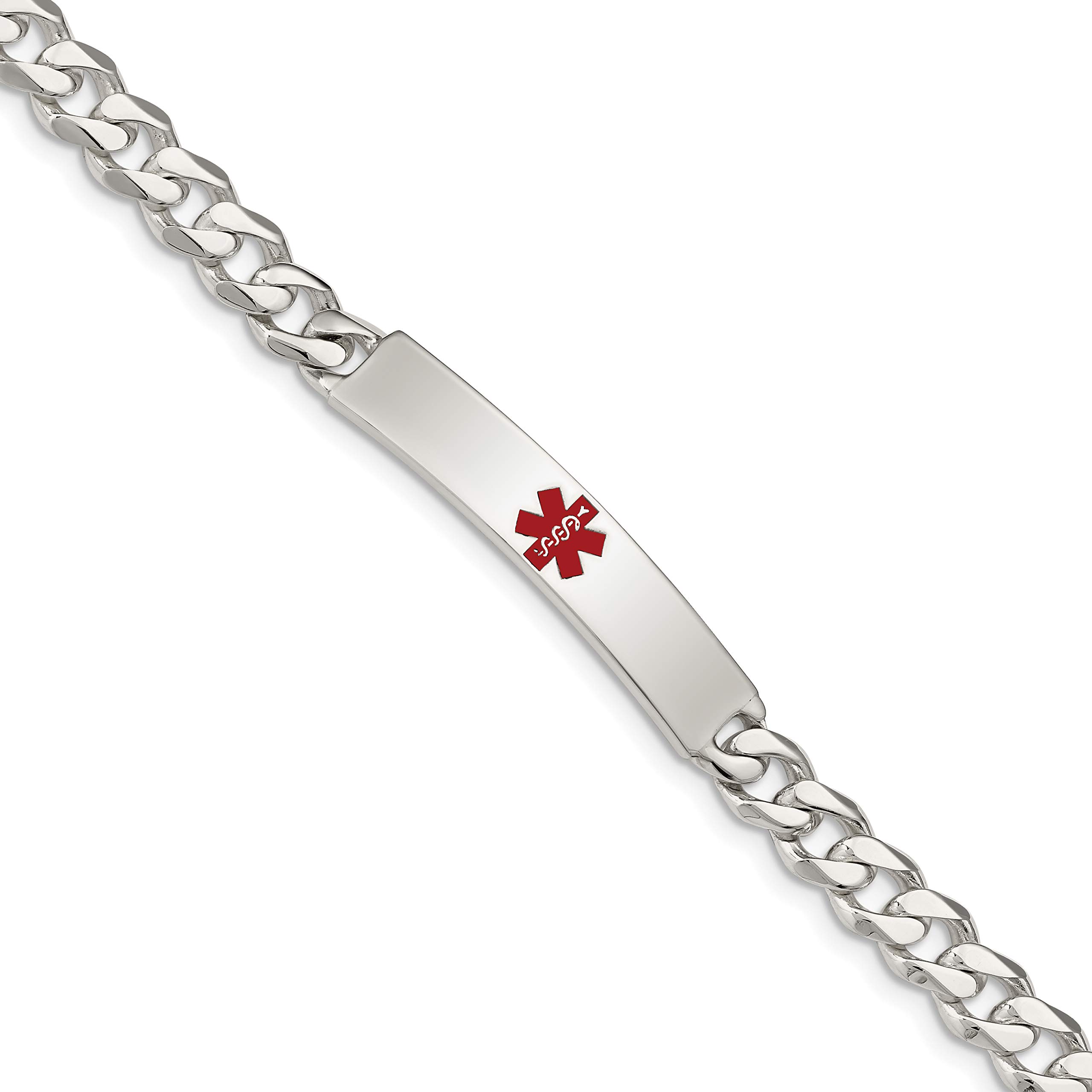 viStar Sterling Silver Polished Medical ID Bracelet - Elegant Curb Link Design for Women & Men - Perfect for Emergency Medical Alert, Nursing, and Everyday Wear