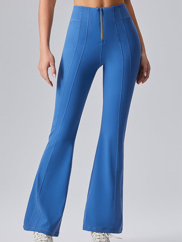 ZASUWA Women's Sexy High Waist Denim Zipper Flare Leggings - Stretchy Comfort Pants for Casual Wear, Night Out & Street Fashion