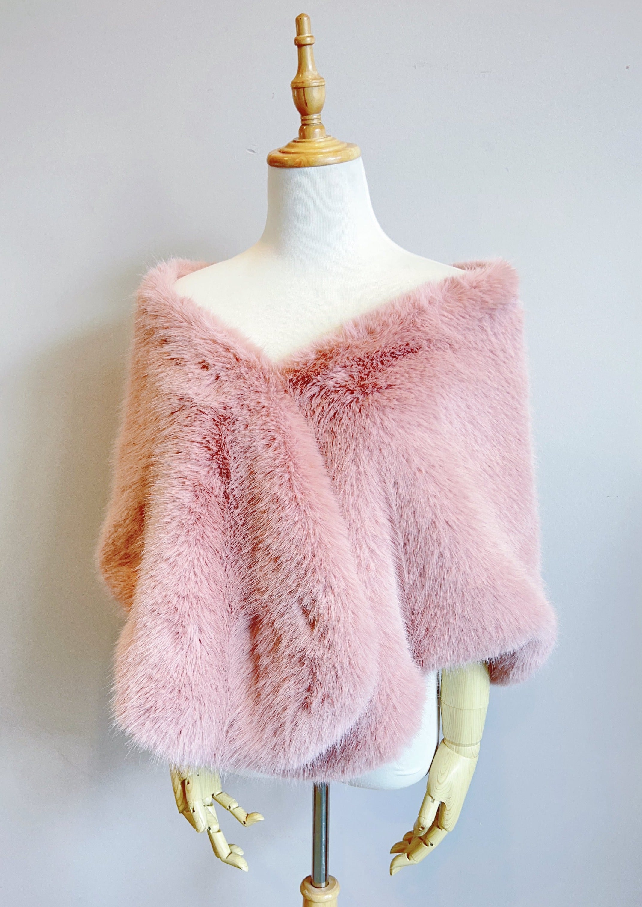Elegant Pink Bridal Fur Shawl with Soft Fleece Lining - Butterfly 07 Design | Perfect for Weddings, Evening Parties & Winter Fashion Accessories