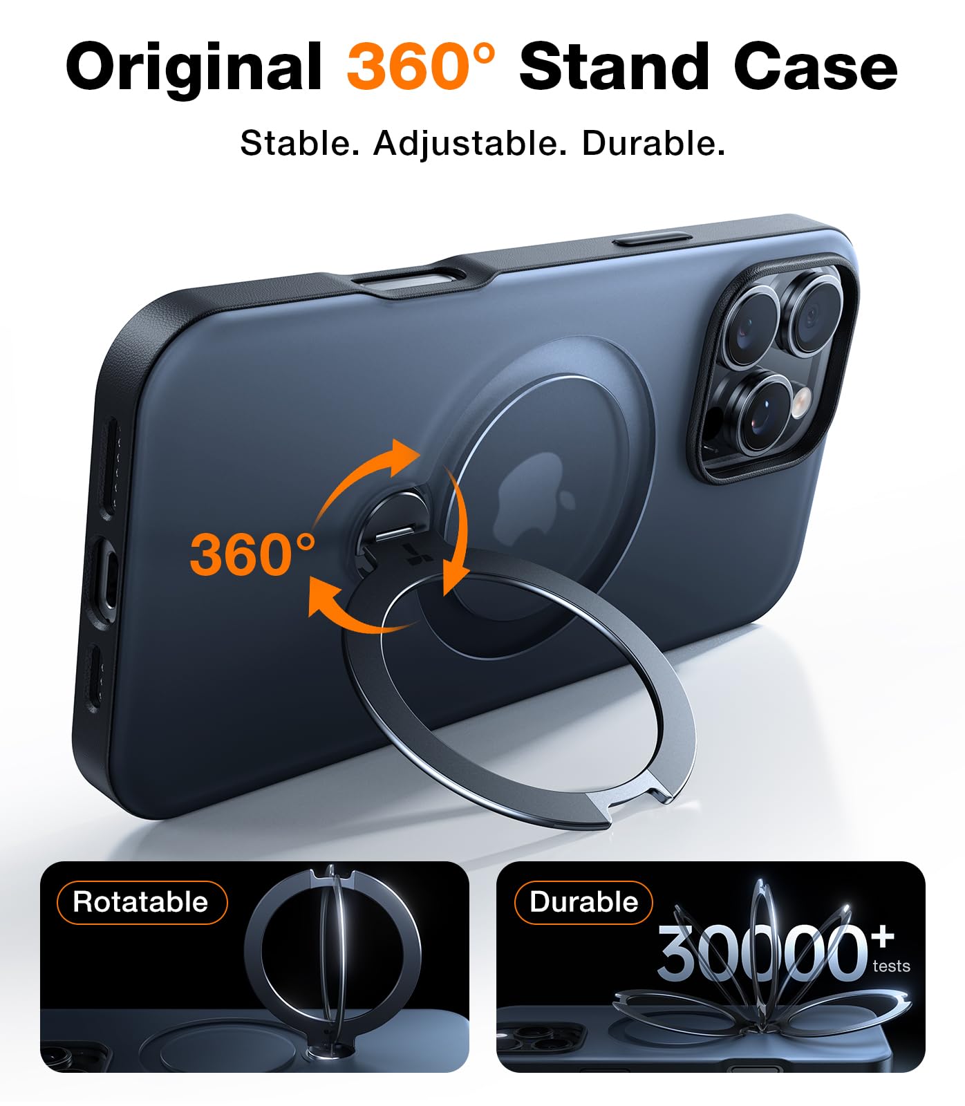 TORRAS Upgraded 360° Rotating Magnetic Stand Case for iPhone 16 Pro Max | Military-Grade Protection | Magsafe Compatible | Built-in Kickstand | 6.9 Inch Black | Perfect for Hands-Free Viewing, Video Calls & Gaming