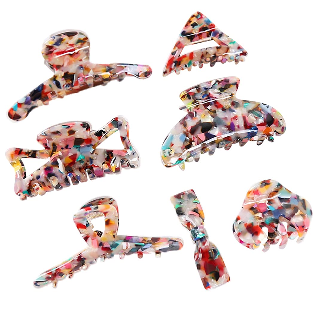 Stylish COSYOO Acetate Hair Claw Clips Set of 7 - Large Non-Slip Strong Hold Barrettes with Interlocking Teeth for Ponytails, Updos & Everyday Hairstyles | Perfect for Work, Gym & Special Occasions