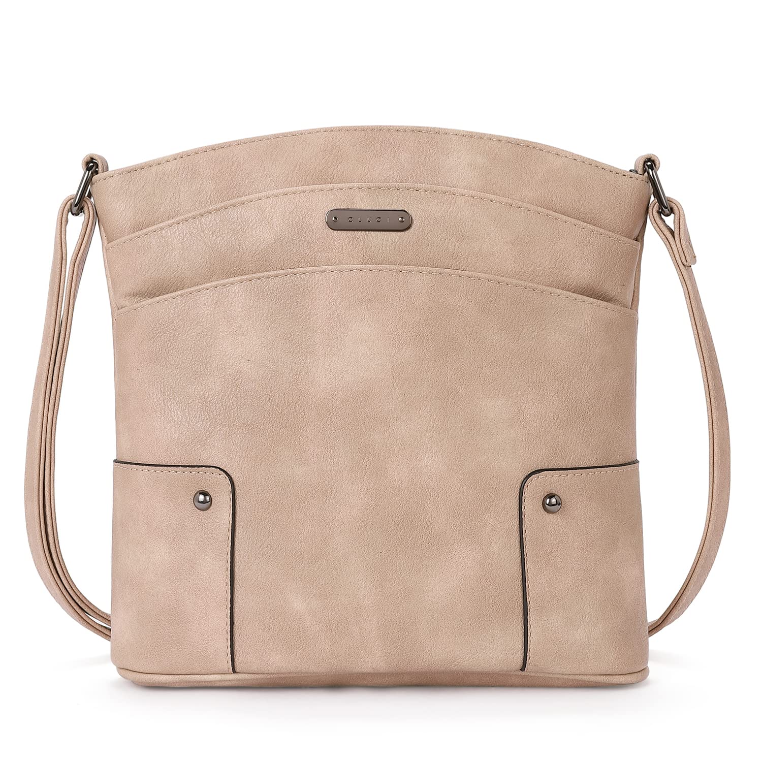CLUCI Women's Leather Crossbody Bag with Triple Pockets - Vintage Shoulder Purse for Travel, Vacation & Everyday Use | Stylish Handbag for Work, Shopping & Date Night