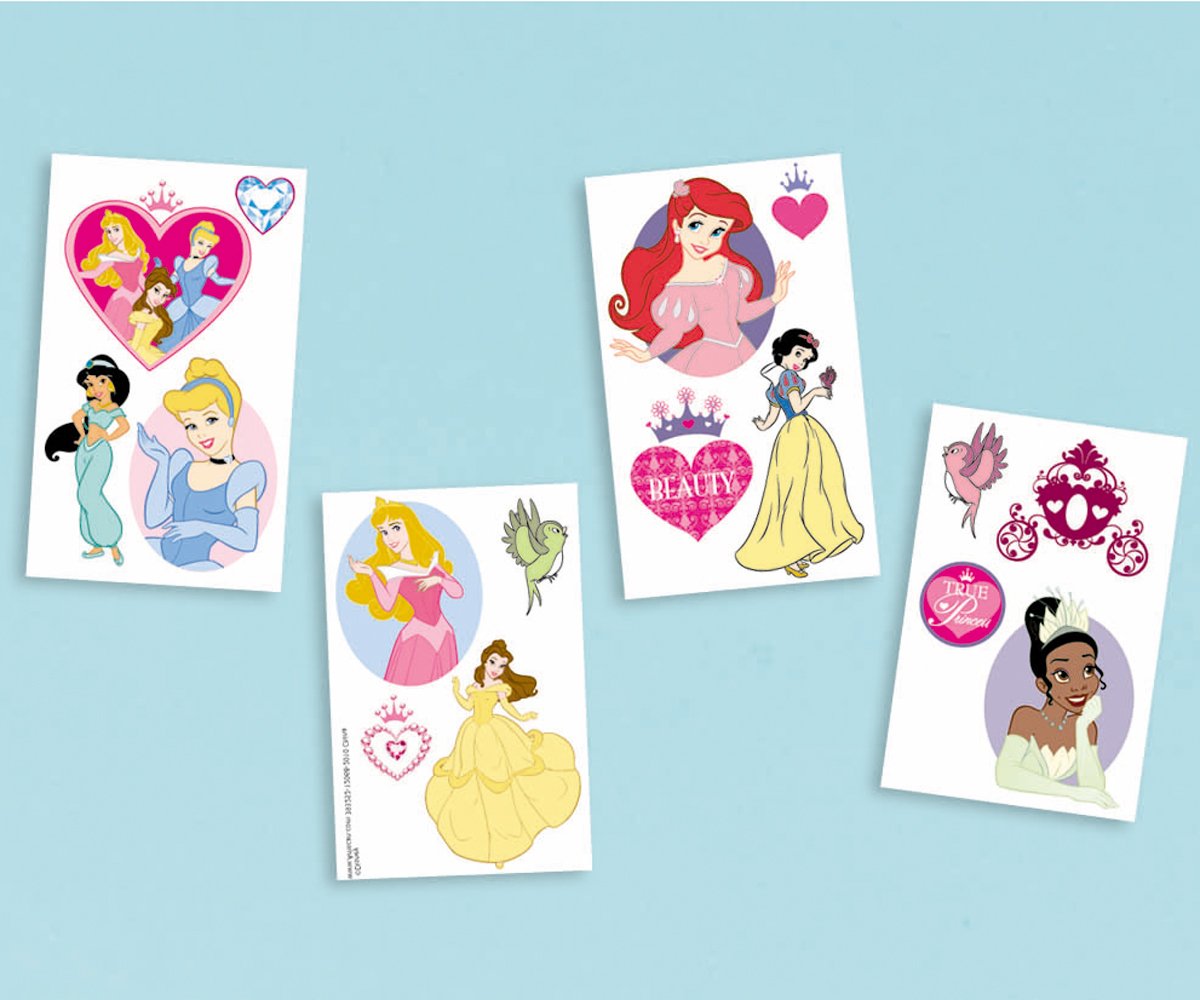 Disney Princess Temporary Tattoos for Kids - 16ct Sheet - Perfect for Birthday Parties, Costume Events & Dress-Up Play