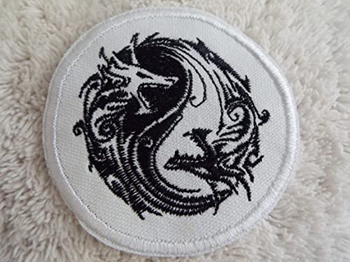 Yin Yang Dragon Iron On Patch for Jackets & Bags