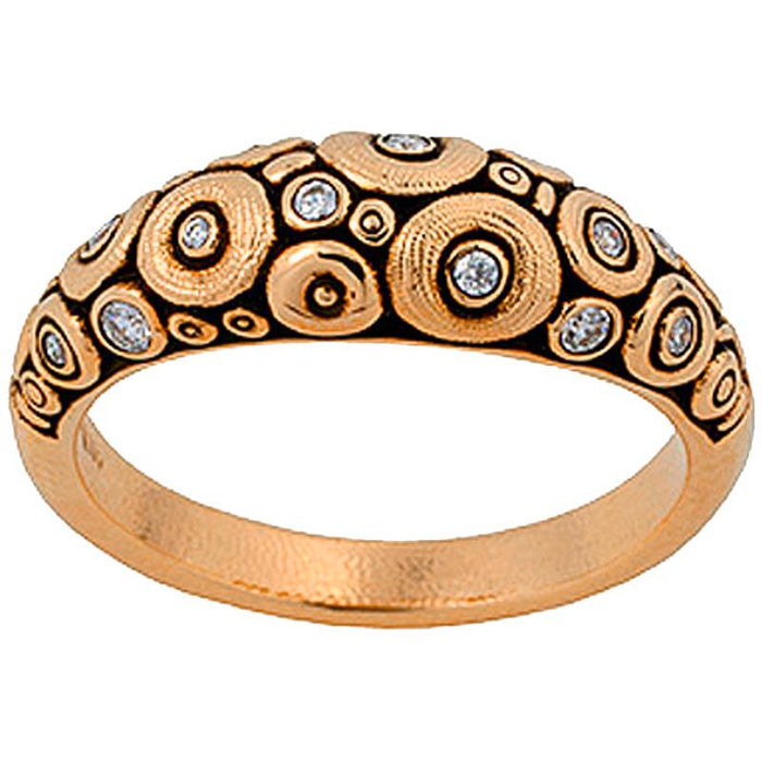 Alex Sepkus Circle Set Ring R 132RD - Elegant 18K Gold Plated Sterling Silver Ring with Diamond Accents for Women, Perfect for Weddings, Anniversaries & Special Occasions
