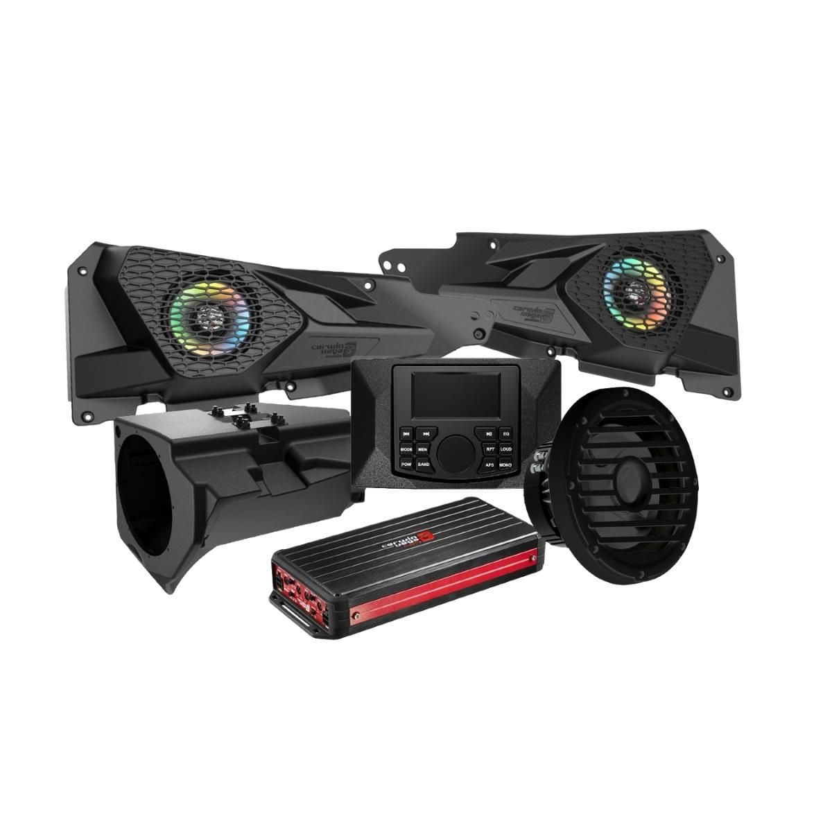 Cerwin Vega RPMRZRKD22 2DR KIT 14 + Razor Specific Complete Car Audio Kit - 360W RMS Waterproof 4 Channel Amplifier & Media Center - Premium Sound System for Off-Road Vehicles & UTVs