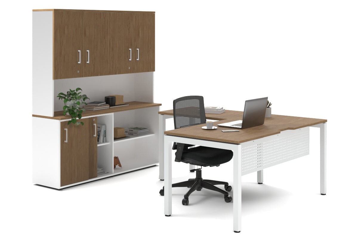 Quadro Square Legs L-Shaped Executive Desk with White Legs [1800L x 1700W] - Perfect for Home Office, Modern Workspace & Executive Suites