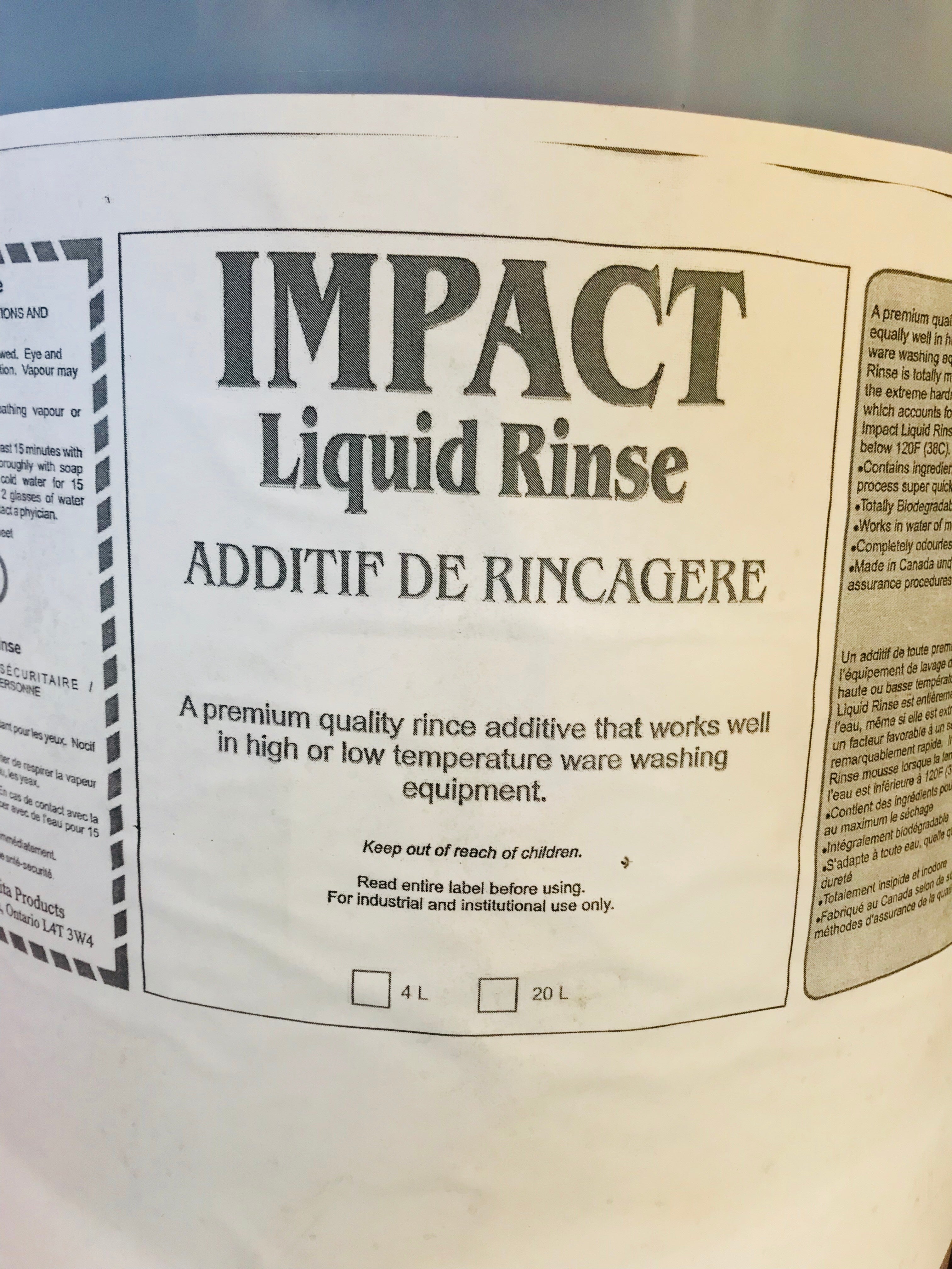 Impact Liquid Rinse Agent (Blue) - High Performance Dishwasher Detergent Booster for Sparkling Clean Dishes - Perfect for Home & Commercial Kitchens