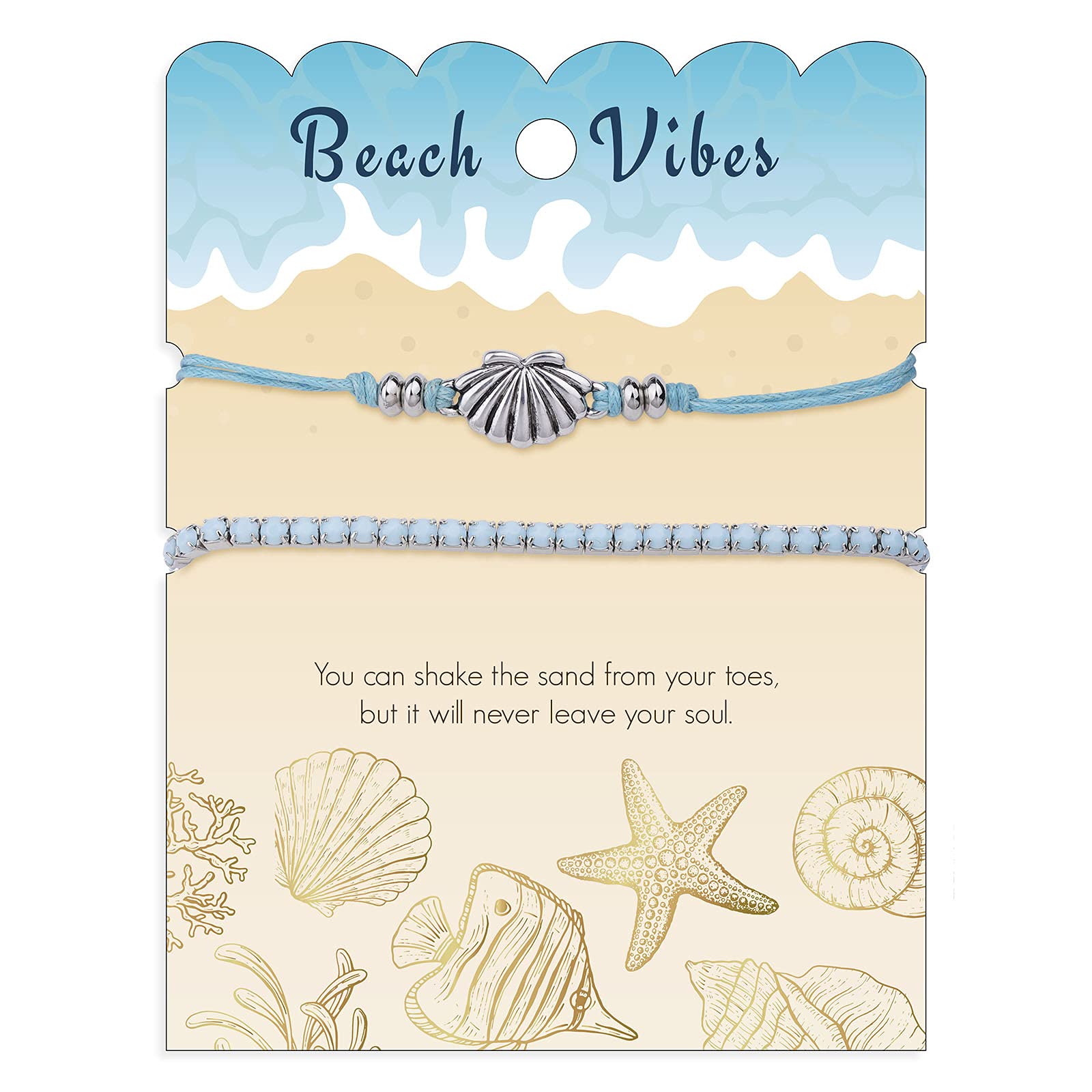 Boho Starfish Turtle Conch Shell Beach Bracelet for Women - Adjustable Stretch Anklet with Turquoise Beads, Foot Chain Jewelry - Perfect for Summer Vacations, Beach Parties and Boho Fashion Accessories