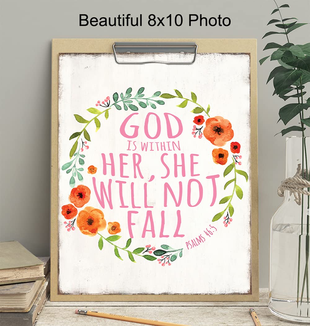 Inspirational Christian Wall Art - God is Within Her - Home & Office Decor