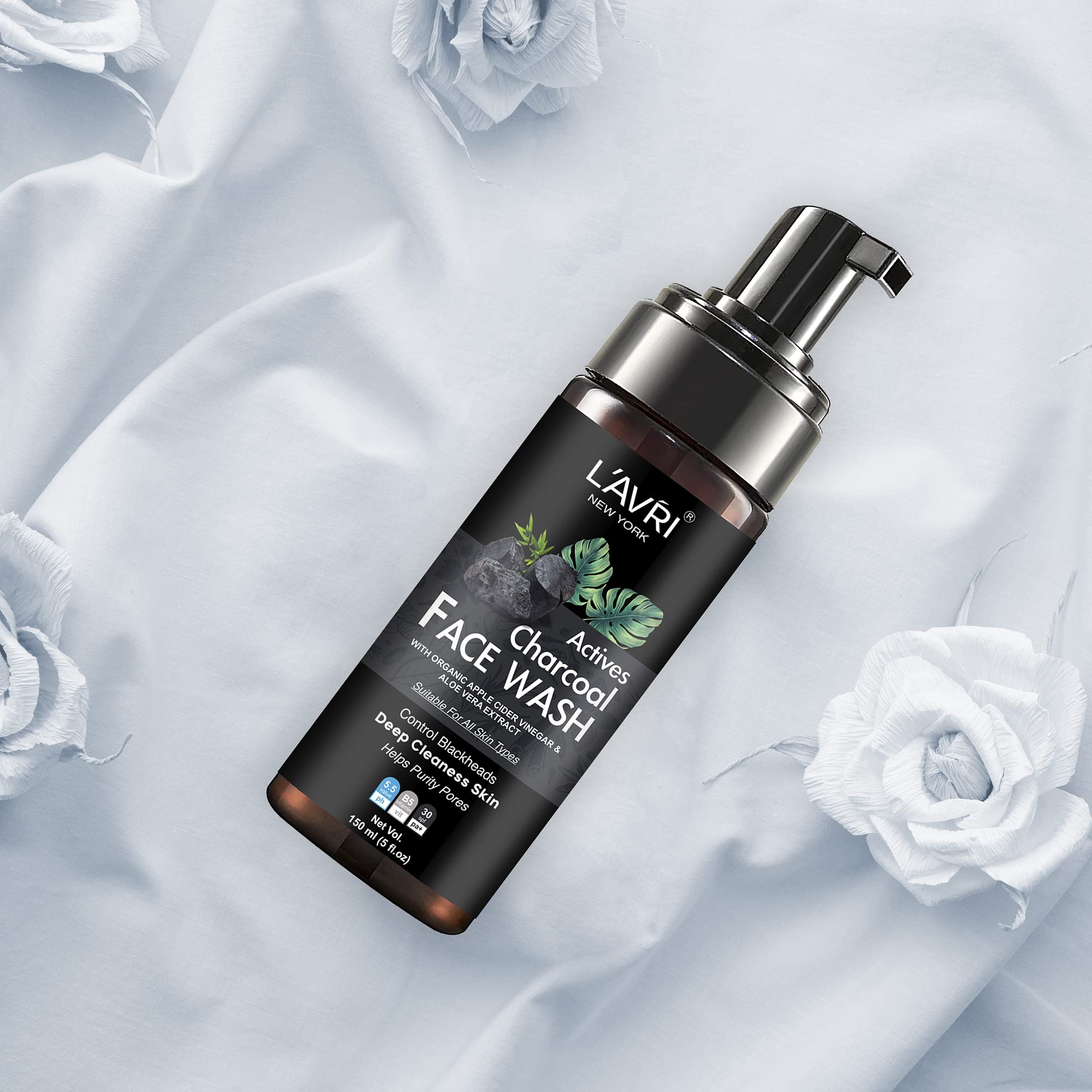 LAVRI Charcoal Face Wash 150ml - Deep Cleansing & Pore Minimizing Facial Cleanser for Oily, Dry & Sensitive Skin (Pack of 2) | Daily Skincare Routine & Acne Treatment