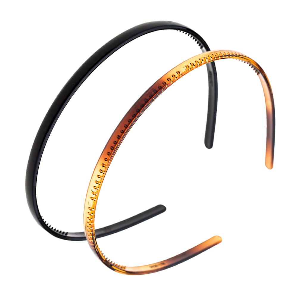 Ruihfas 2Pcs Fashion Headbands for Women & Girls - Non-Slip Hair Hoops with Teeth Comb, Small Size | Perfect for Workouts, Yoga, and Everyday Styling