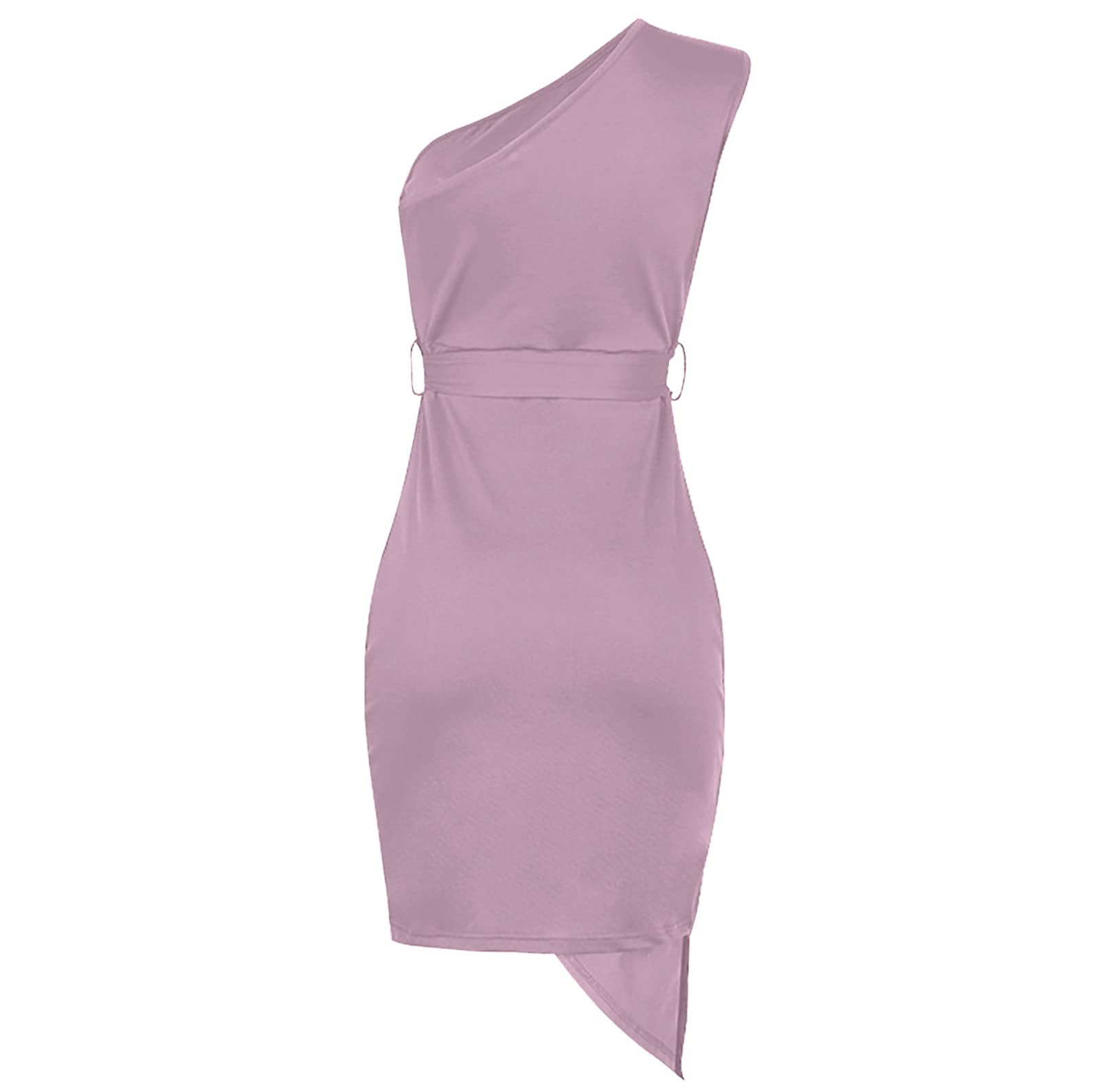 Sexy One Shoulder Evening Dresses for Women - Solid Color Summer Cocktail Dress with Waist Tie & Asymmetrical Hem | Perfect for Date Night, Cocktail Parties & Formal Events