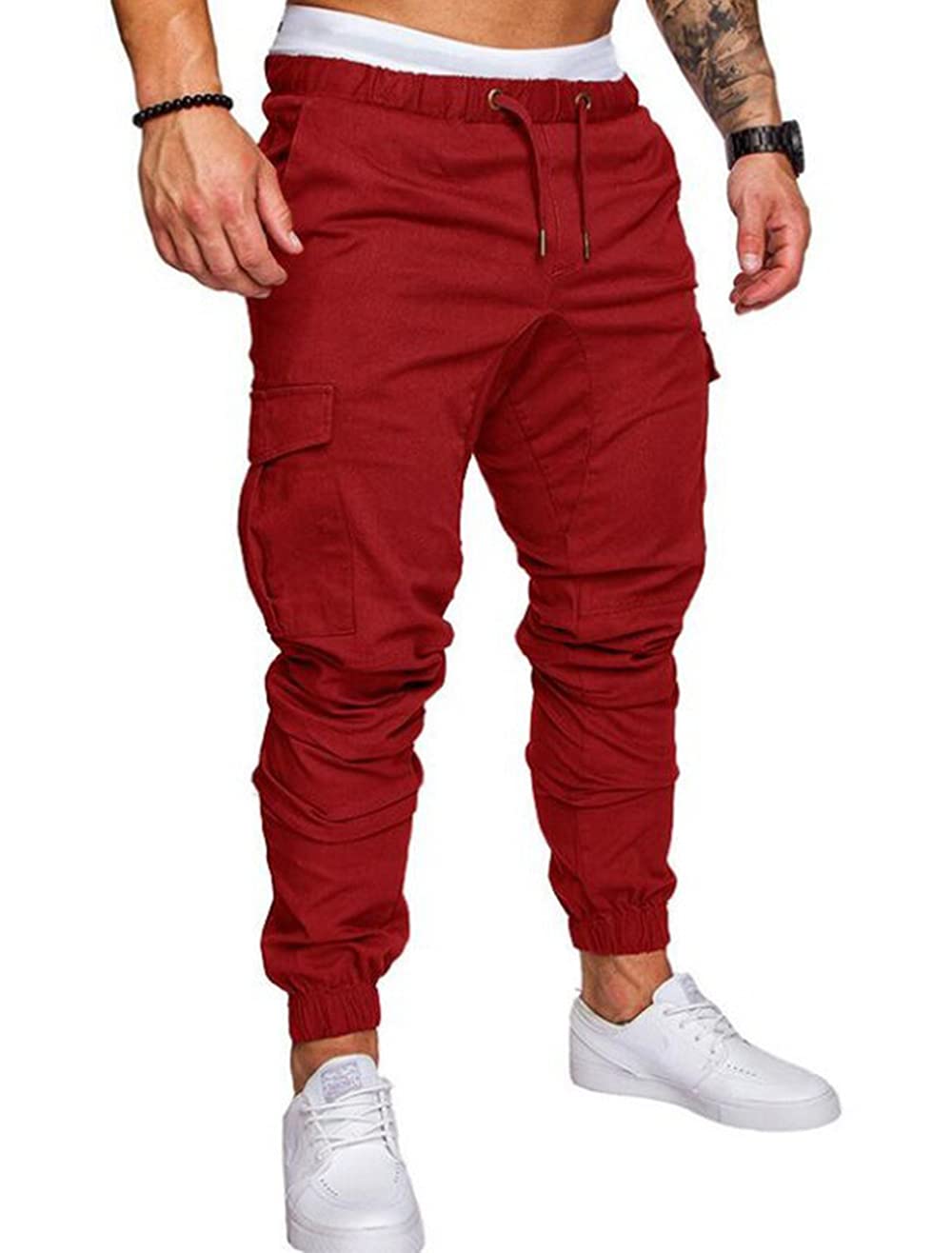 Men's Casual Jogger Pants with Drawstring & Cargo Pockets - Comfortable Sweatpants for Gym, Running, Training & Outdoor Activities